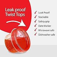 Vista 5 de PLASTICPRO Paquete de 6 recipientes de almacenamiento de alimentos con tapa giratoria con rosca roja, recipientes reutilizables de 4 onzas