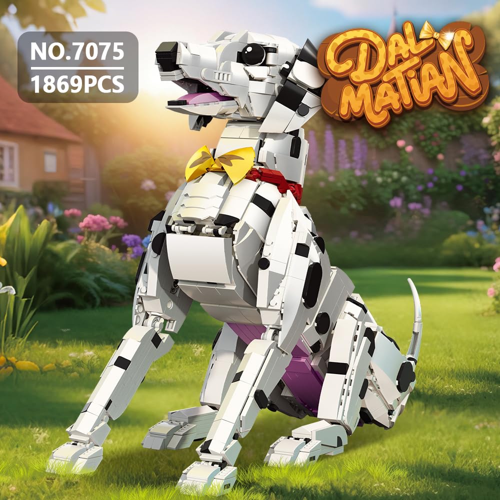 Juego de bloques de construcción dálmata, un juguete en forma de cachorro para amantes de los animales, coleccionar y exponer.(39101)