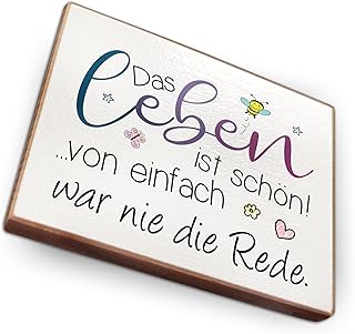 Kühlschrankmagnet mit Spruch | Handmade aus Buchenholz als tolle Geschenkidee | (Das Leben ist schön)