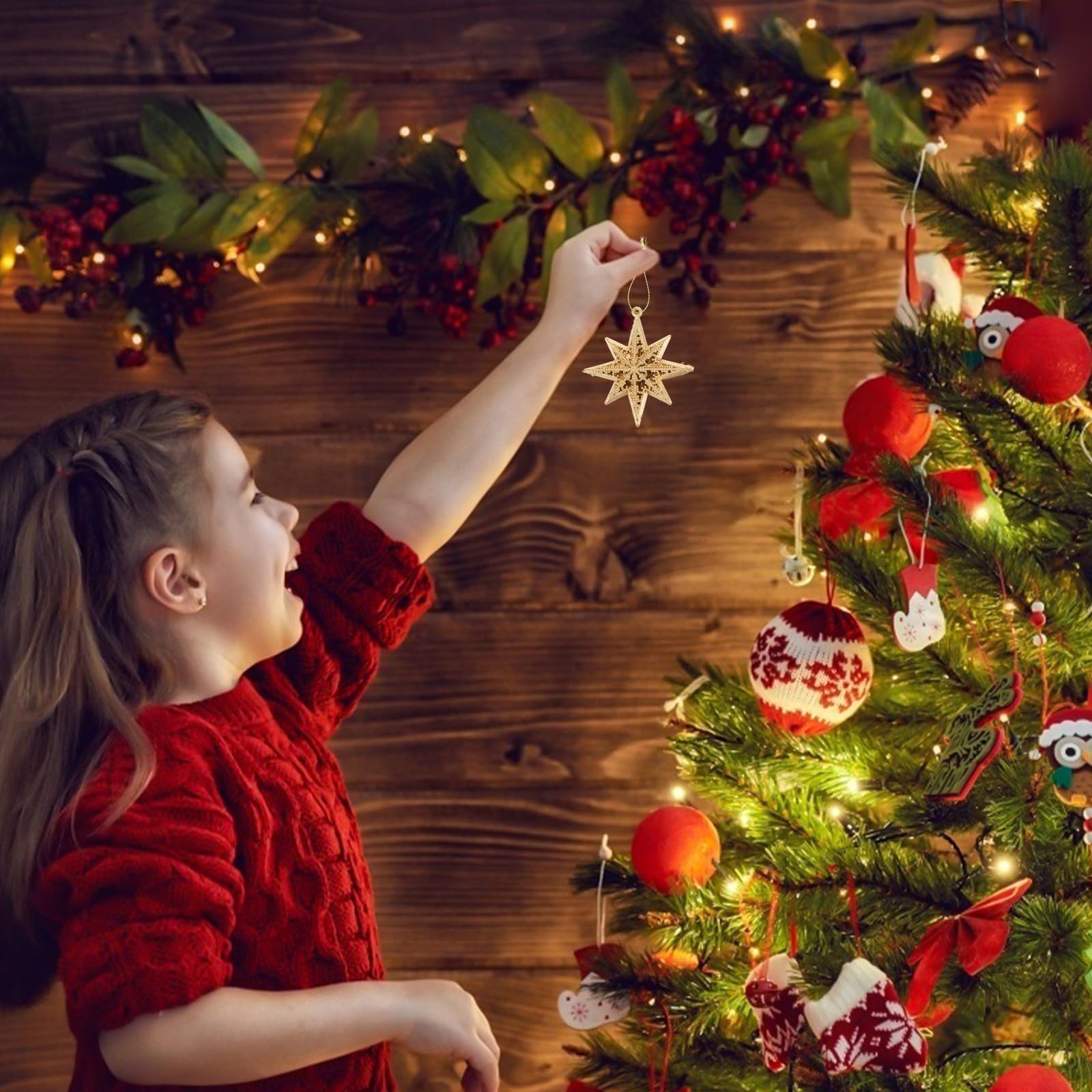 BESPORTBLE Lot de 18 mini décorations de sapin de Noël, breloques pailletées à suspendre pour décoration de fête de Noël et remplissage de vase (doré)