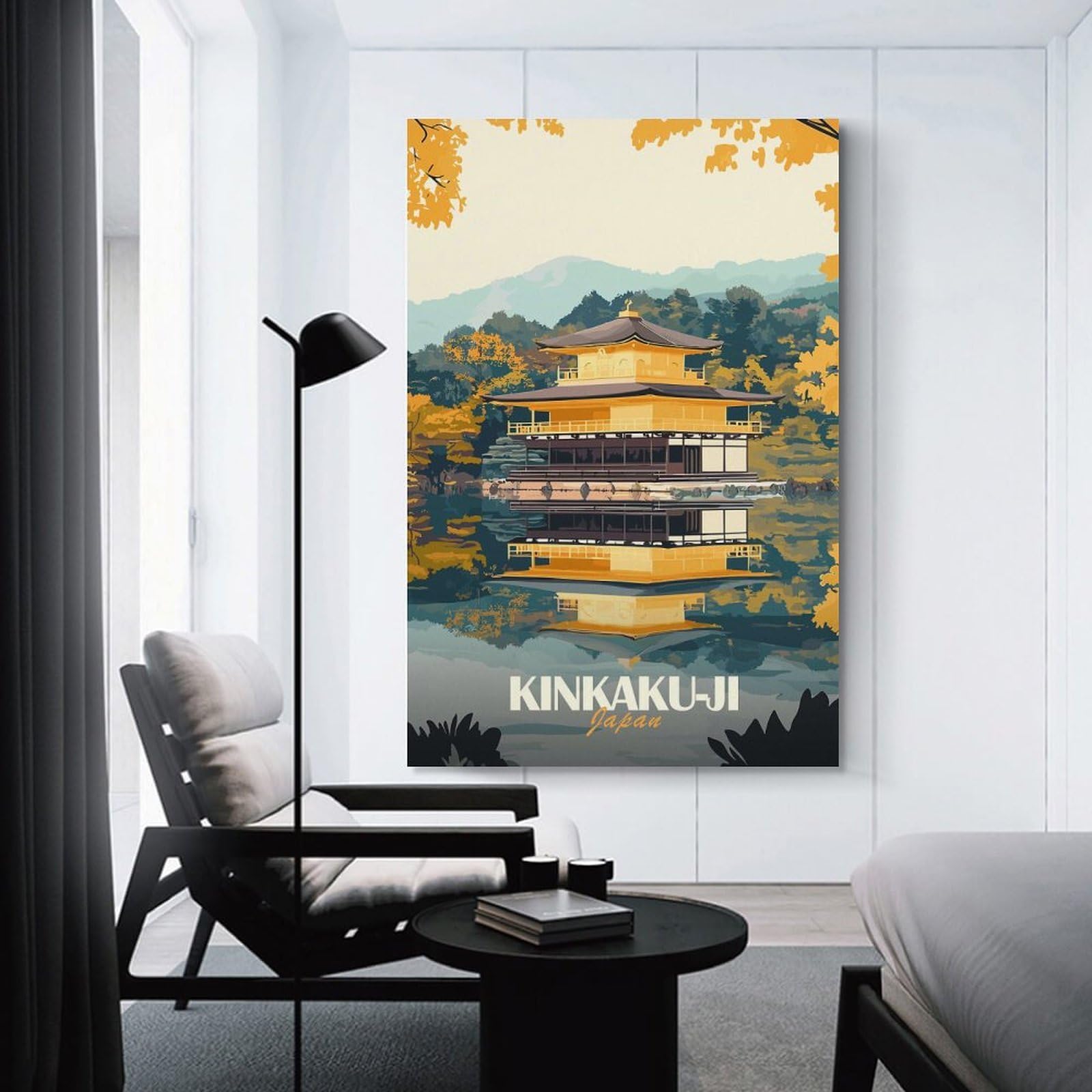 Junmoney Unframe-Style-6-1 Kinkaku-Ji Golden Pavilion Home Decor Wall Art 24X36inch(60X90cm), For Lounge, Bedroom Or Personal Spaces, Gift Idea For Housewarming And Birthdays