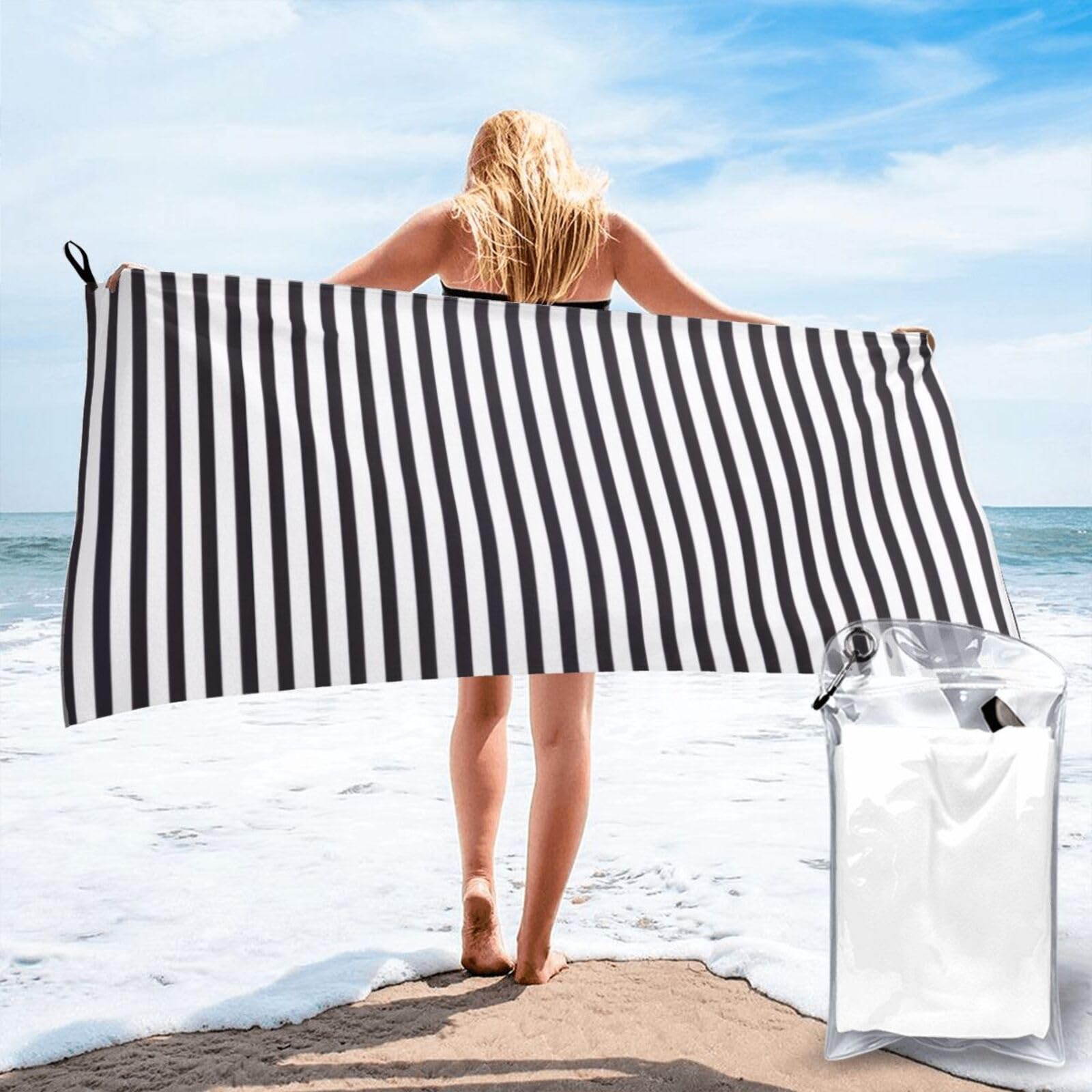 OKMIJNUHBY Quick Dry Towel, Quick Dry Towels For Adults Microfibre Printed With Carry Bag & Carabiner Lightweight Absorbent Towel For Gym Travel Beach Camping Hiking
