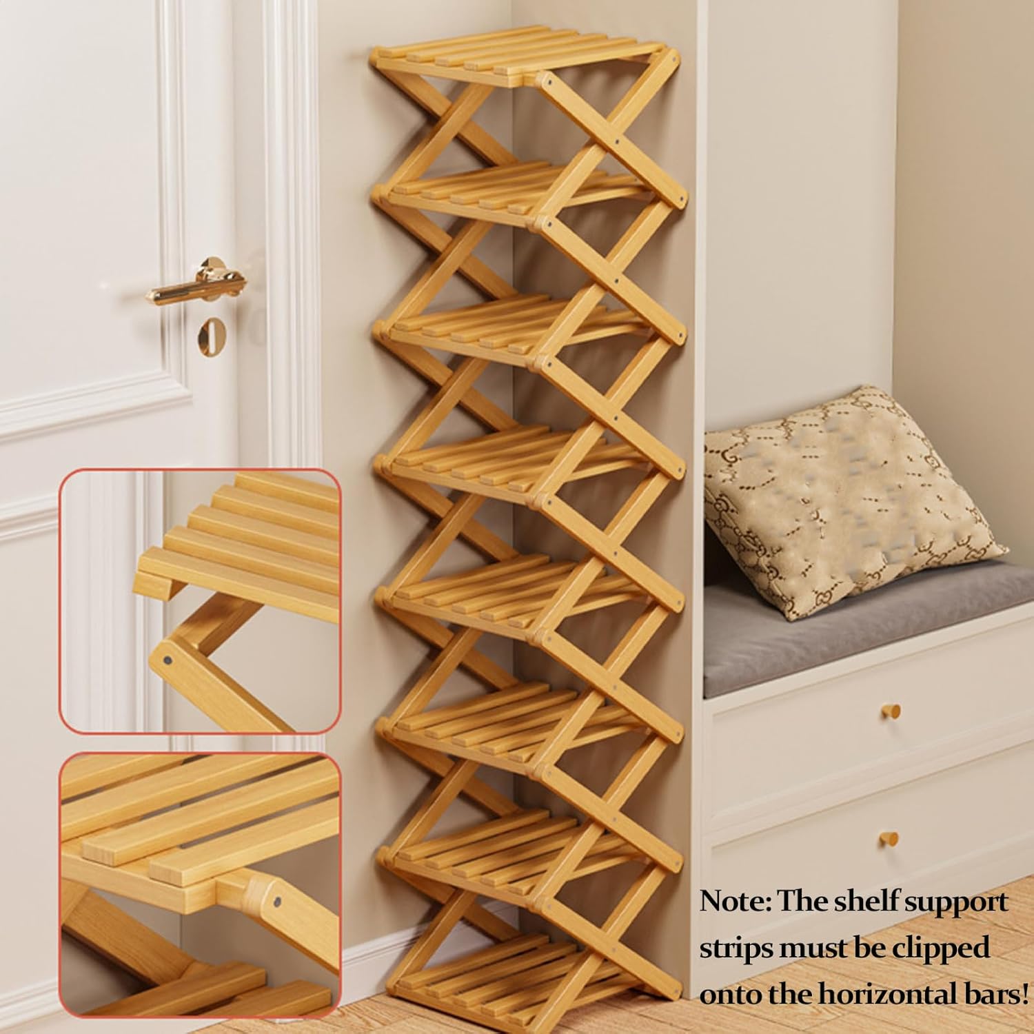 The 9-Tier Bamboo Rack: 3-Tier, 6-Tier, and 9-Tier No-Assembly Storage Solution, Bamboo Rack: No-Assembly Storage Solution! Bamboo Expandable Shoe Rack, Folding Bamboos Shoe Racks (Brown, 6Tier)