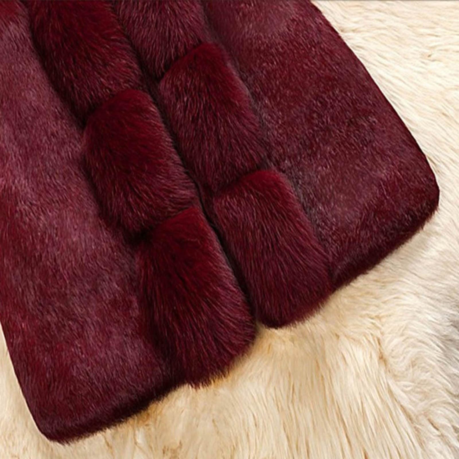 Generico Cappotto Donna in Pelliccia Sintetica Lunga Giubbotto Aperta Sul davanti Pellicce Ecologiche Morbida Pellicciotto Curvy Giacca Elegante invernale Cappotti da Donna