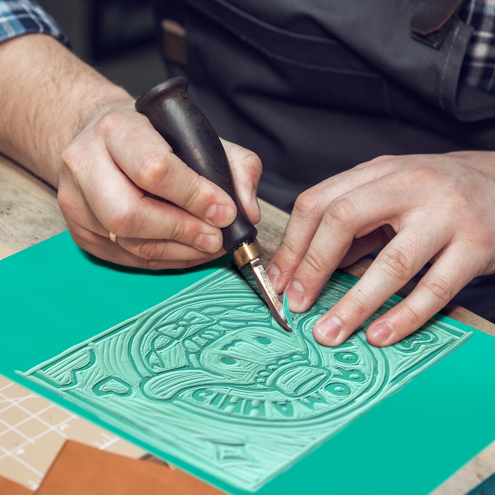 2 Pezzi Linoleum per Incisione Fogli di Gomma A4 con Blocchi di Gomma in Rotolo, Blocchi per Intaglio del Timbro di Gomma, per Timbri Artigianato Progetti di Stampa