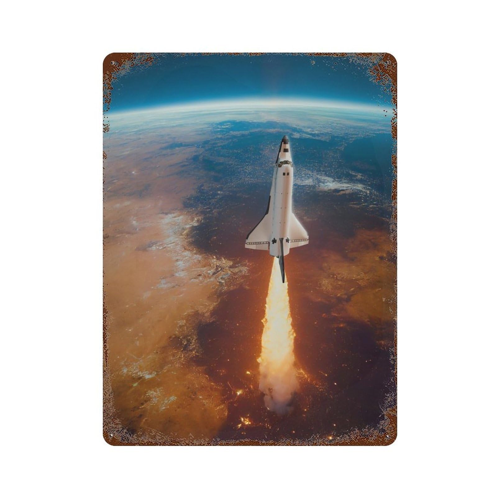 Garage Style Starship Weathered Tin Sign 15.7"x11.8", Classic Wall Plaque for Bar And Workshop