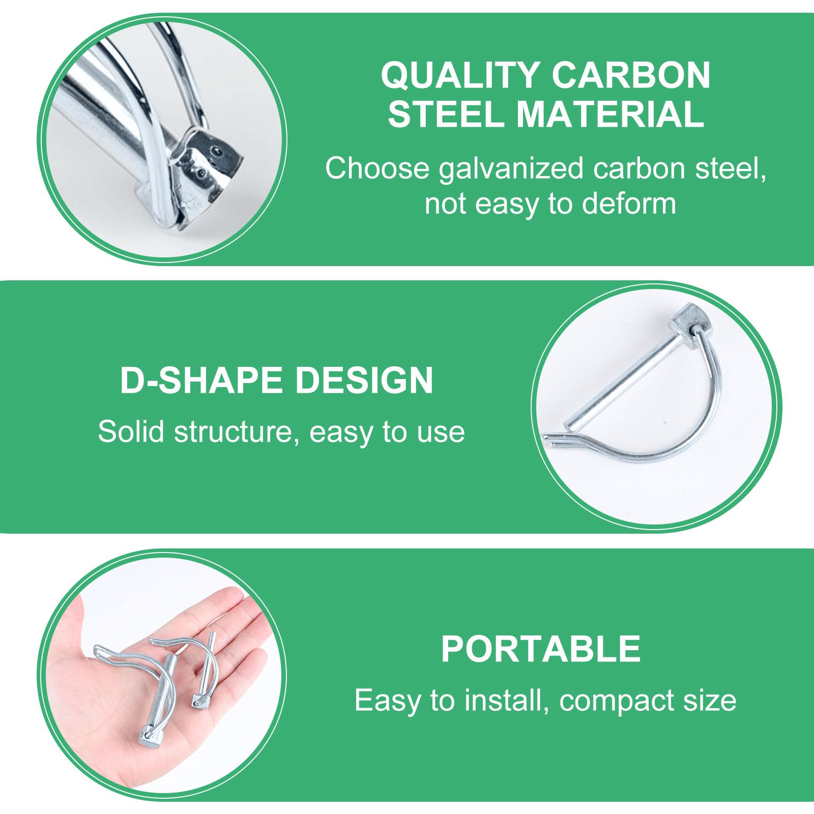MIGUBIGU Folding Splint D Shape 6 x 40 mm Pipe Folding Pins with Snap Fastener Pipe Folding Pin Carbon Steel Galvanised Pack of 10 - Image 3