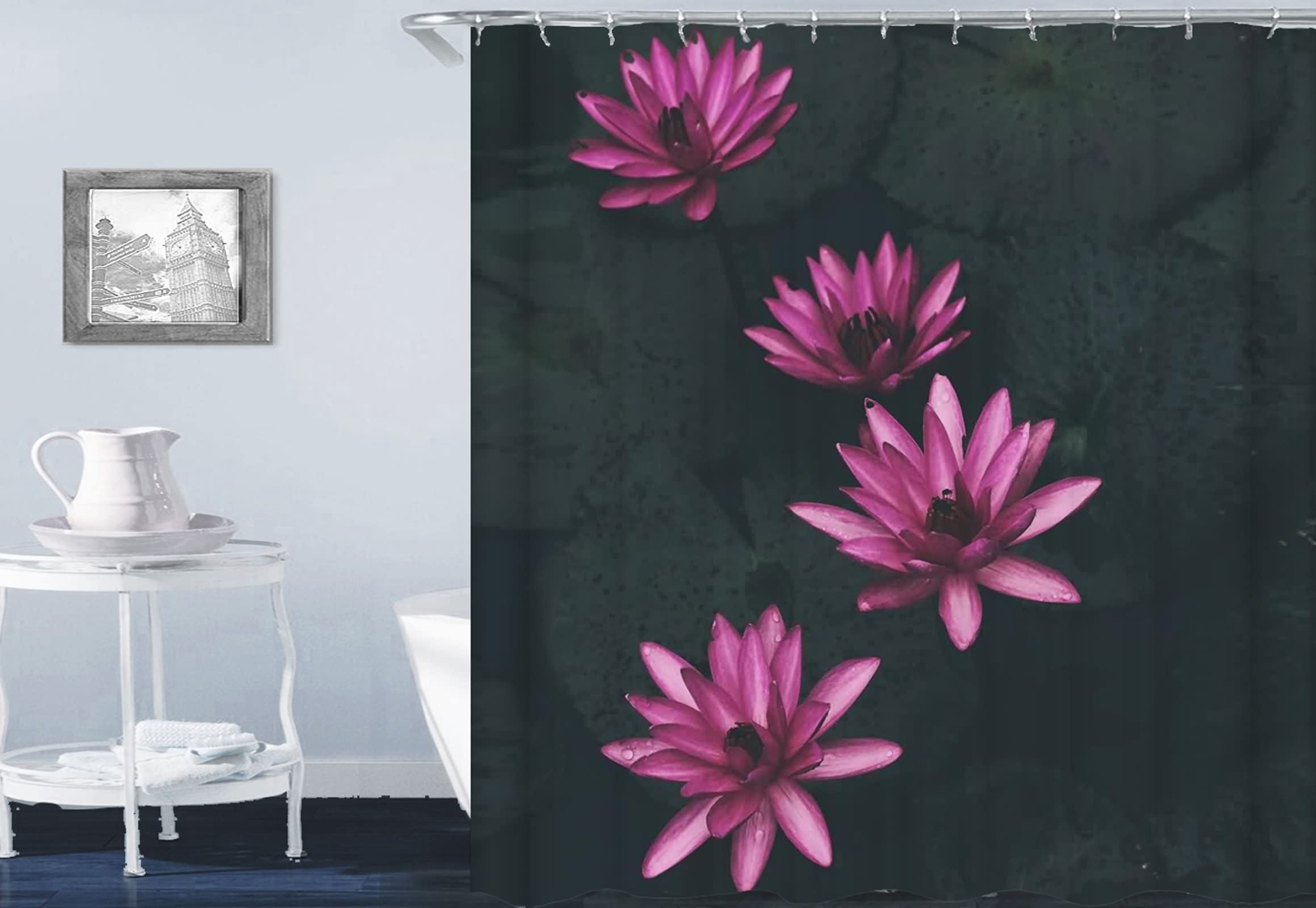 Gualiy Cortina de ducha de tela impermeable, diseño de flores, cortina de baño multicolor, 165 x 200 cm