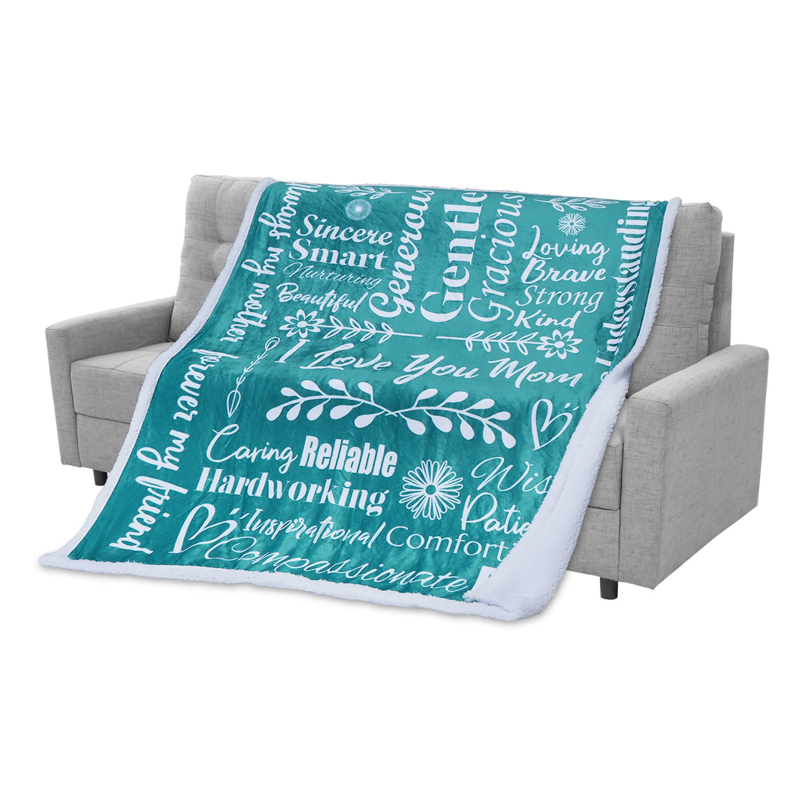mami home I Love You Mom Blanket – Meaningful Mom Blanket, Mother’s Day Present Ideas, 60x50 (Sherpa, Teal) - Mom Birthday Gifts, Mothers Day Blanket Gifts, Mom Gifts from Daughter