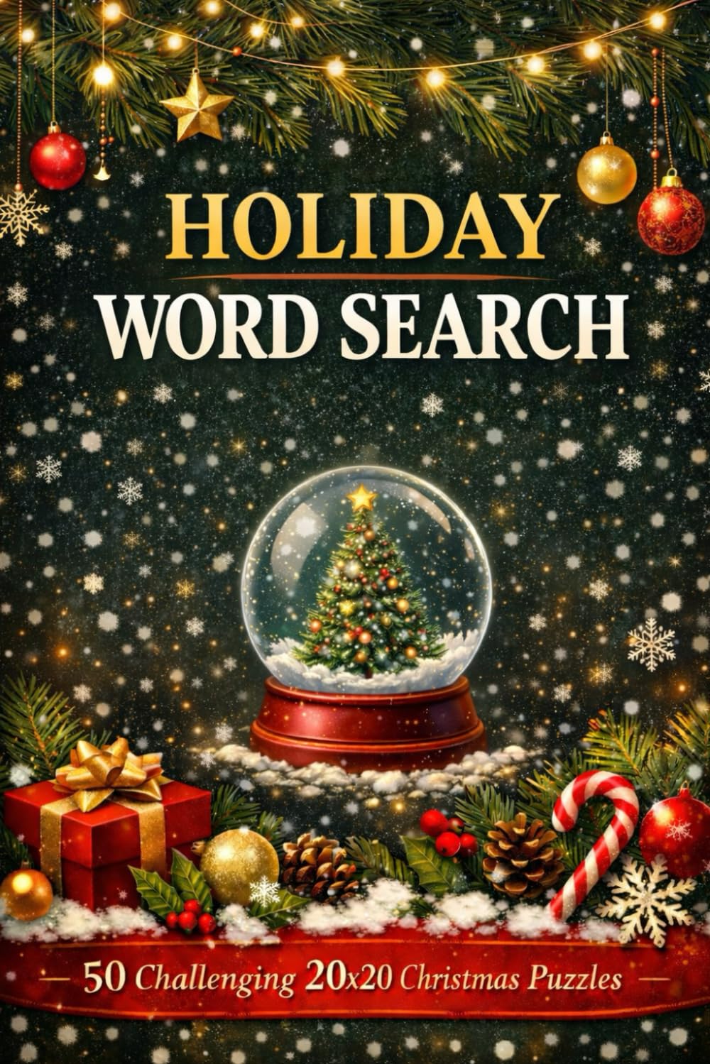 Holiday Word Search: 50 Large, Challenging Christmas Puzzles to Relax, Focus, and Unwind