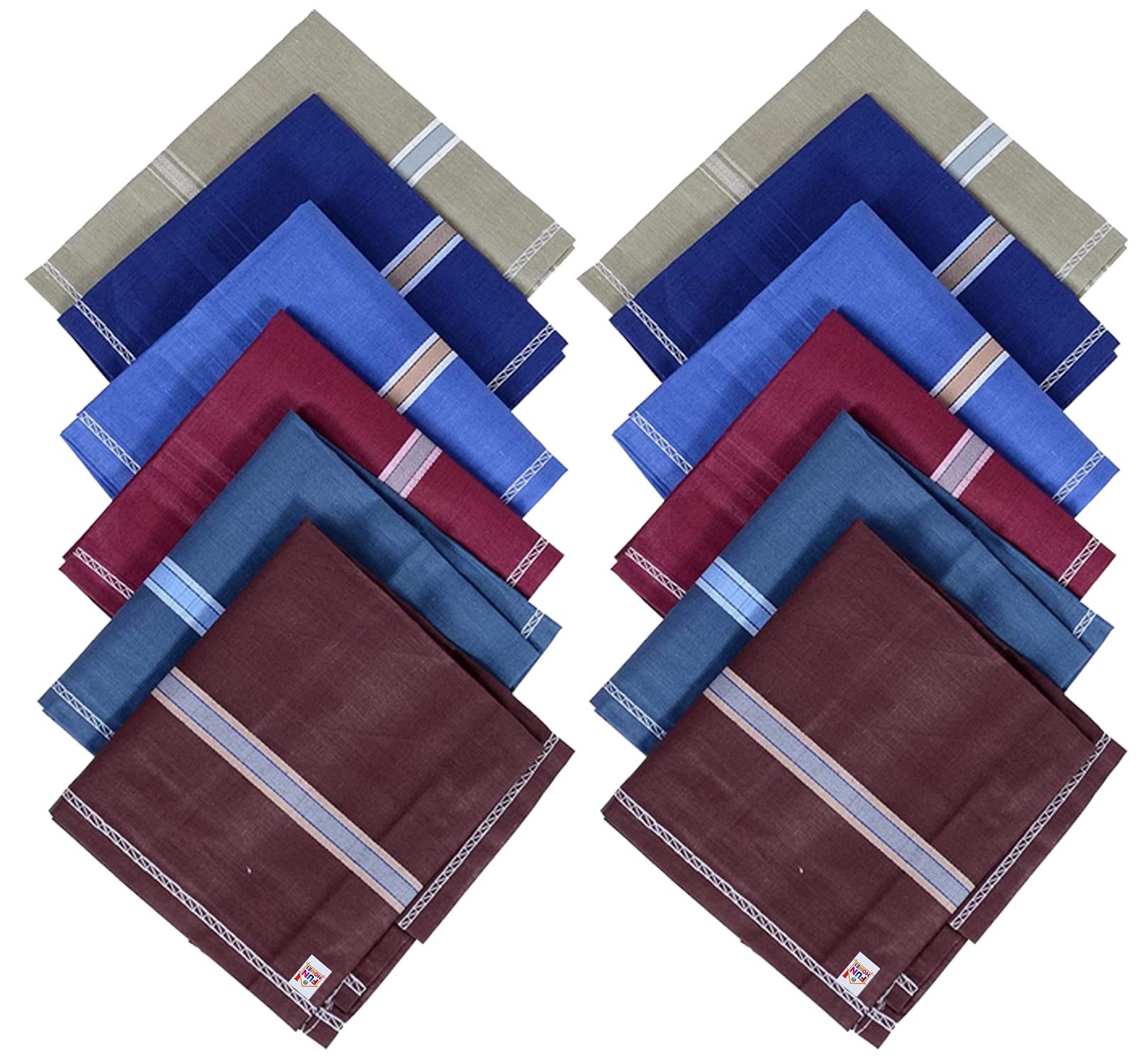 Fun Homes Men's Handkerchiefs, 100% Pure Cotton, Pocket Square Hankies, Classic Plaid Pattern Perfect For Gift, Set of 12 (Dark color)