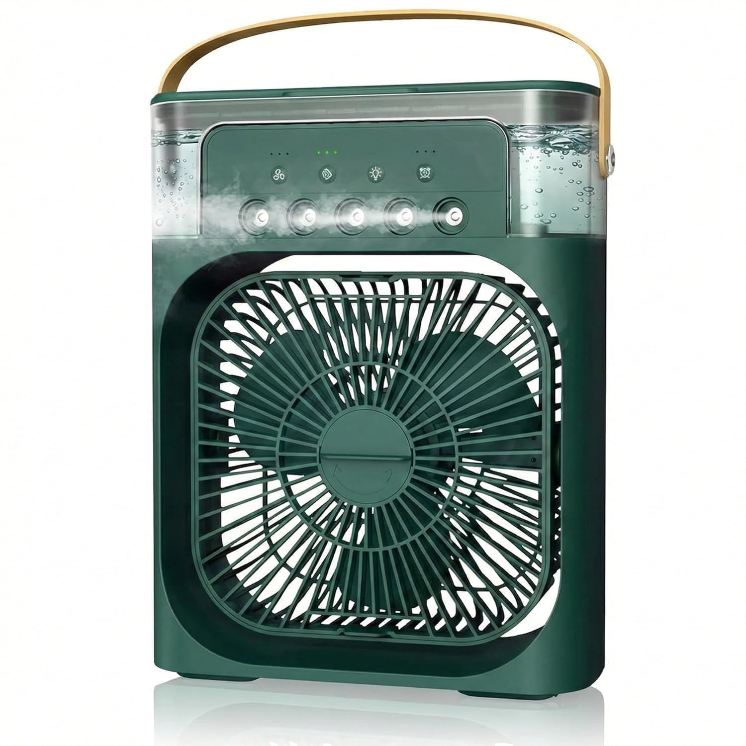USB Rechargeable Mini Air Cooler with 3 Mist Spray Settings, 7 Color LED Night Light, Portable Personal Cooling Fan with Timer, Desktop Air Cooler for Bedroom, Home, Office & Camping (Green)-image-35