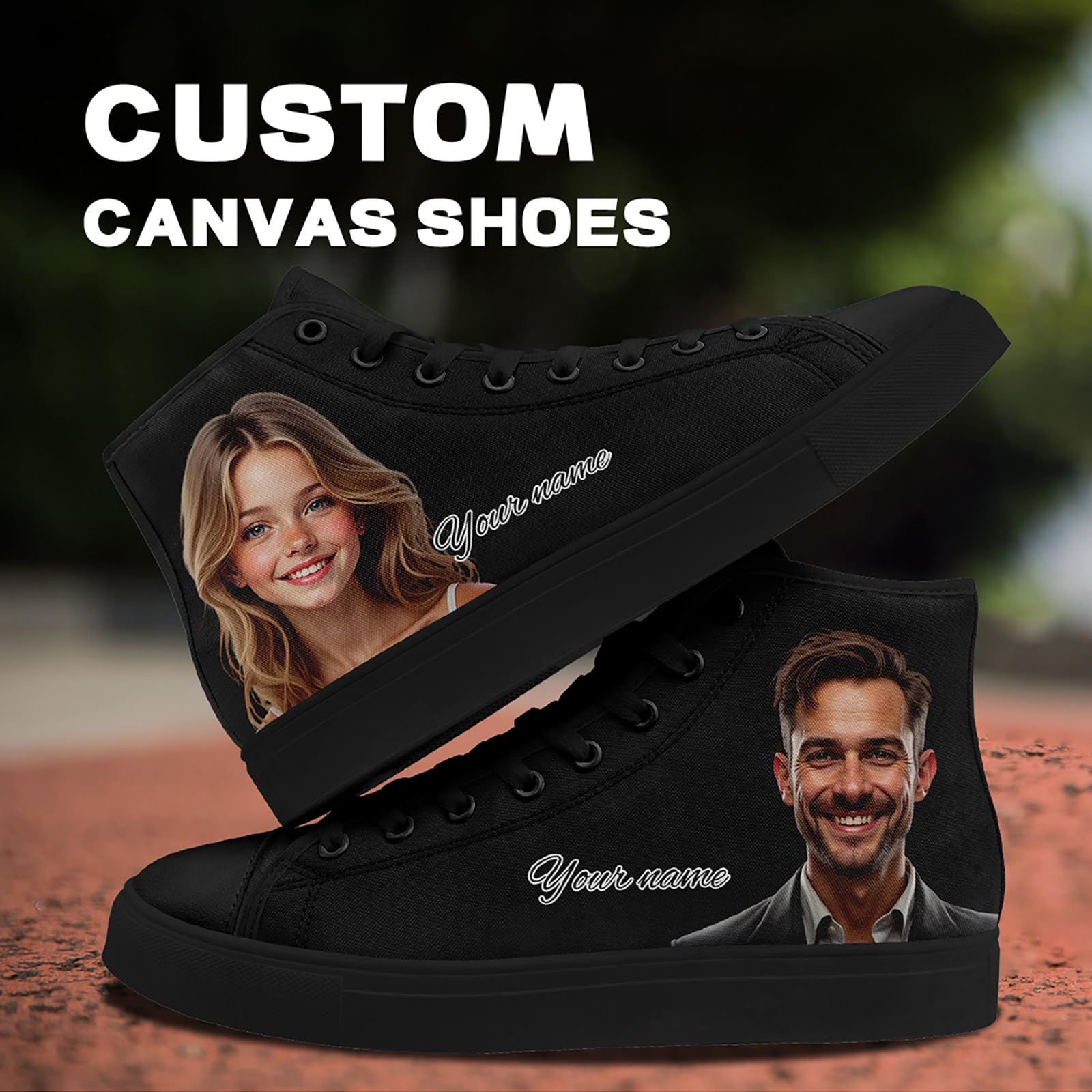 Personalisierte Paar High-Top Canvas-Schuhe für Herren und Damen - Geschenk für Paare mit Foto und Namen, leichte Flache Freizeit-Sneaker