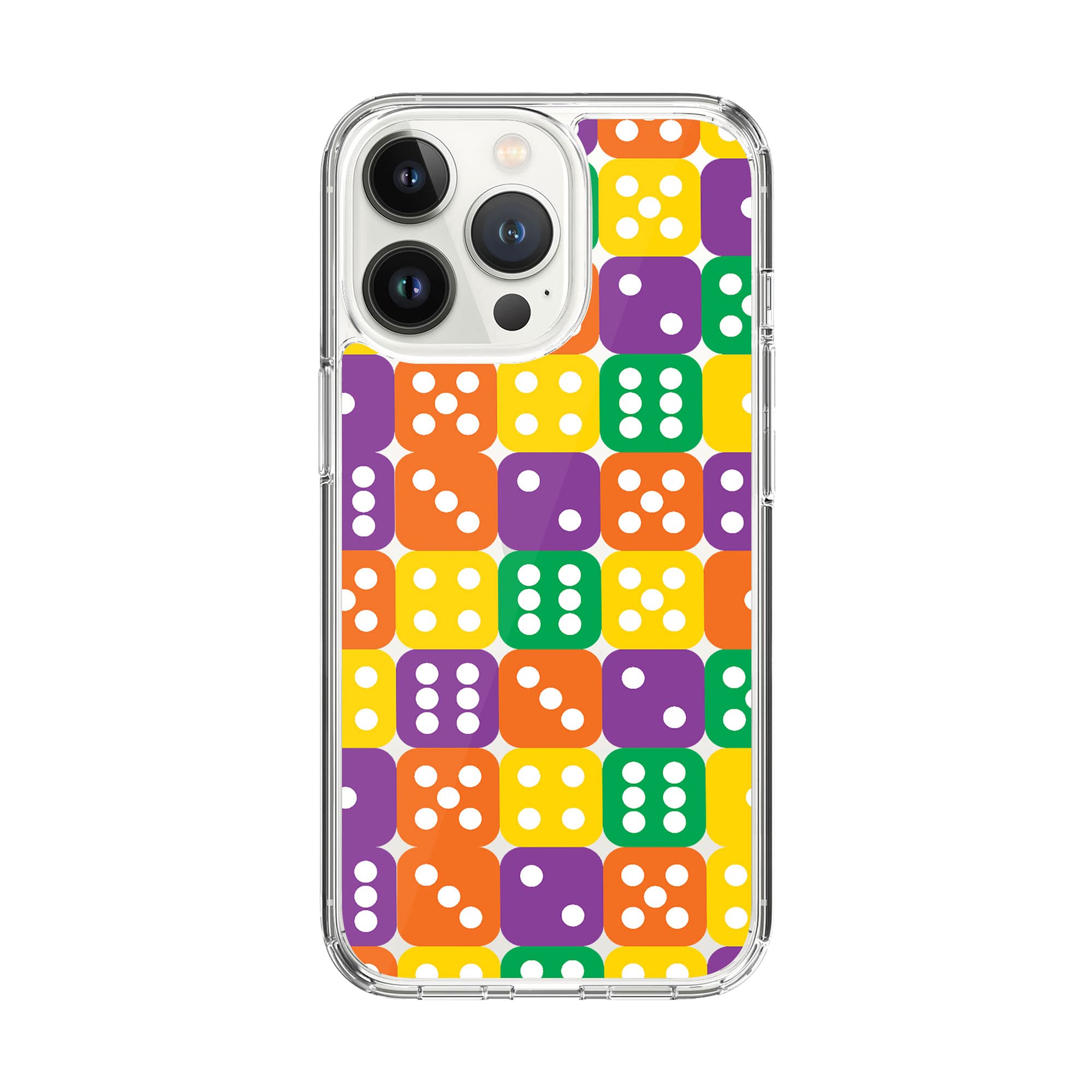 Stylizedd Classic Clear Compatible With Apple iPhone 14 Pro, Hybrid Soft Case Flexible Edges Anti Drop TPU PC Gel Thin Transparent Cover - Dice Roll