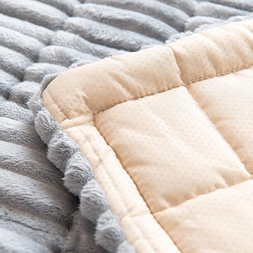 Miniatura 76 de vctops Funda de Sofá a Rayas de Pana Súper Suave Funda de Sofá Seccional Lavable Antideslizante Protector de Muebles para Niños Perros Mascotas, 1