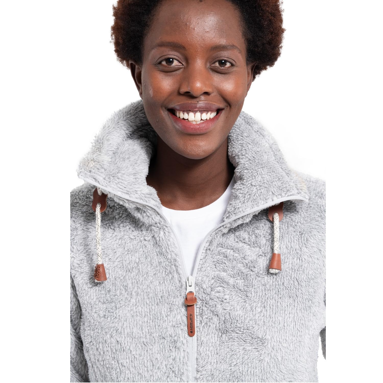 ICEPEAK Colony Teddy Fleecejacke Damen Langhaarfleecejacke, Farbe:Grau, Größe:XL