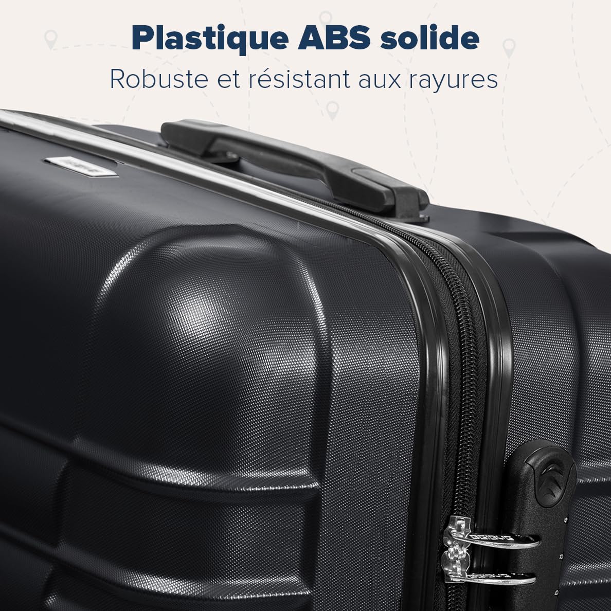 TRVLMORE Set Valise Rigide - Lot Valise - 3 Set de Valise de Voyage - Set Valises Rigides 4 roulettes - Luggage - Set 3 Valises - Ensemble Valise - Suitcase Set - Noir