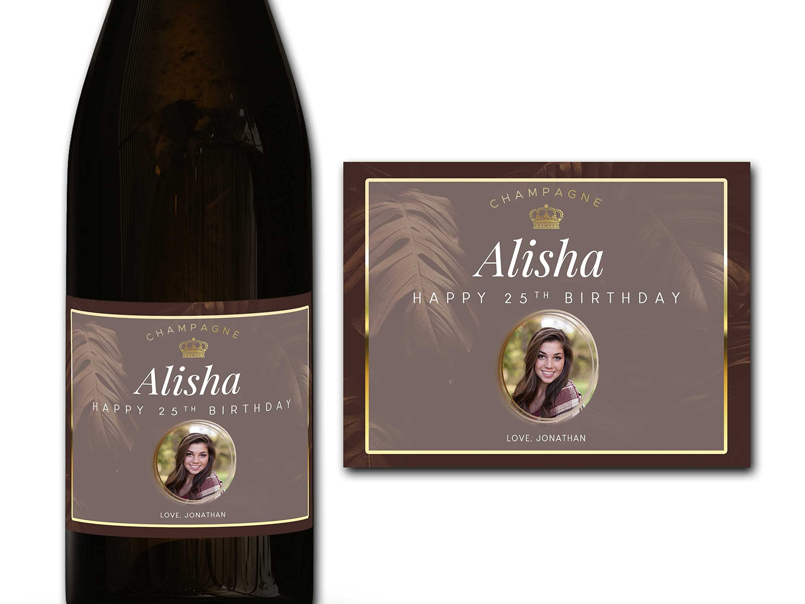Personalised Photo Birthday Champagne/Prosecco Bottle Label Custom - Any Wording