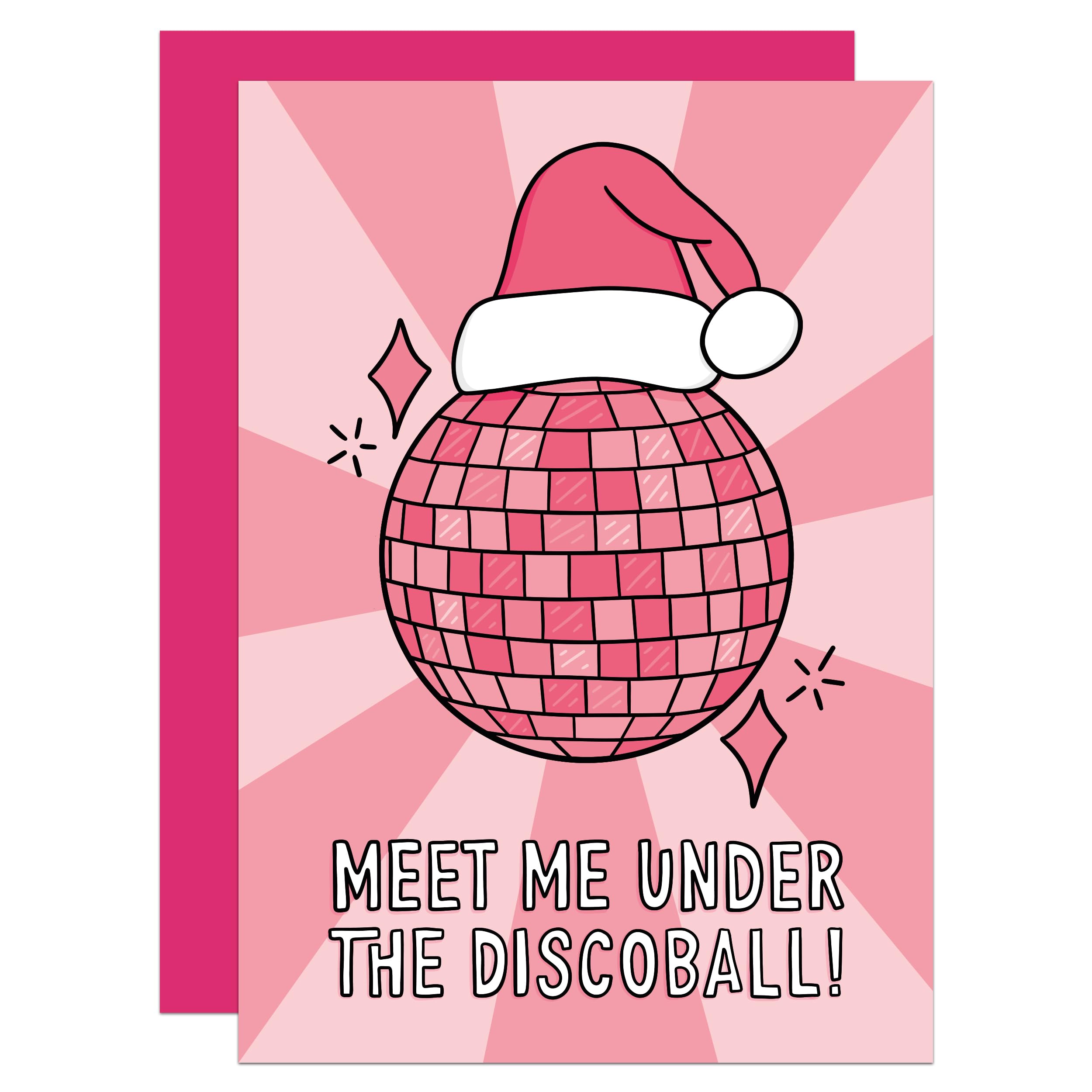 Disco Christmas Card, Under The Mistletoe, Dancing, For Husband, For Wife, For Partner, Mirrorball Card (Meet Me Under)
