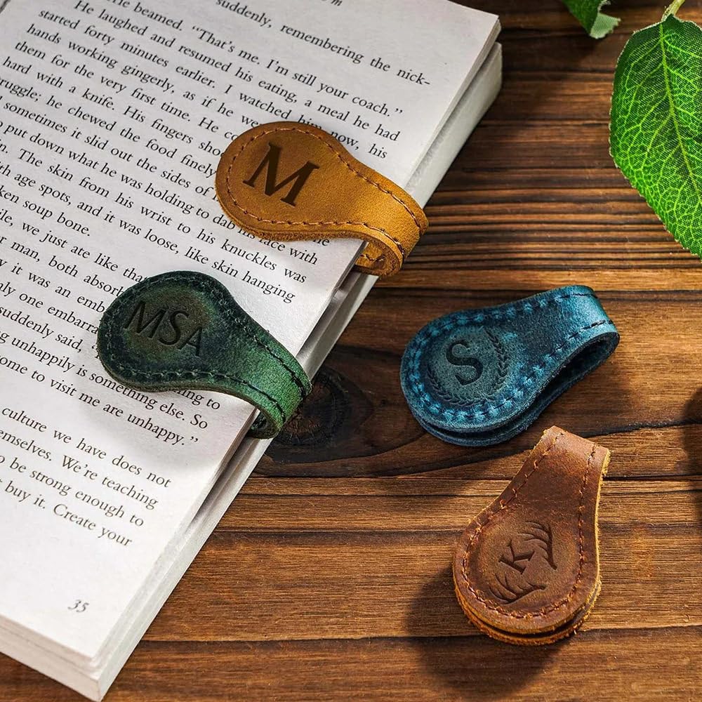 Marcadores Magnéticos De Cuero Vintage - Marcadores De Libros De Cuero Magnéticos Con Nombre Personalizado, Marcadores De Página Magnéticos De Doble Cara, Clips De Página De Marcadores De Págin