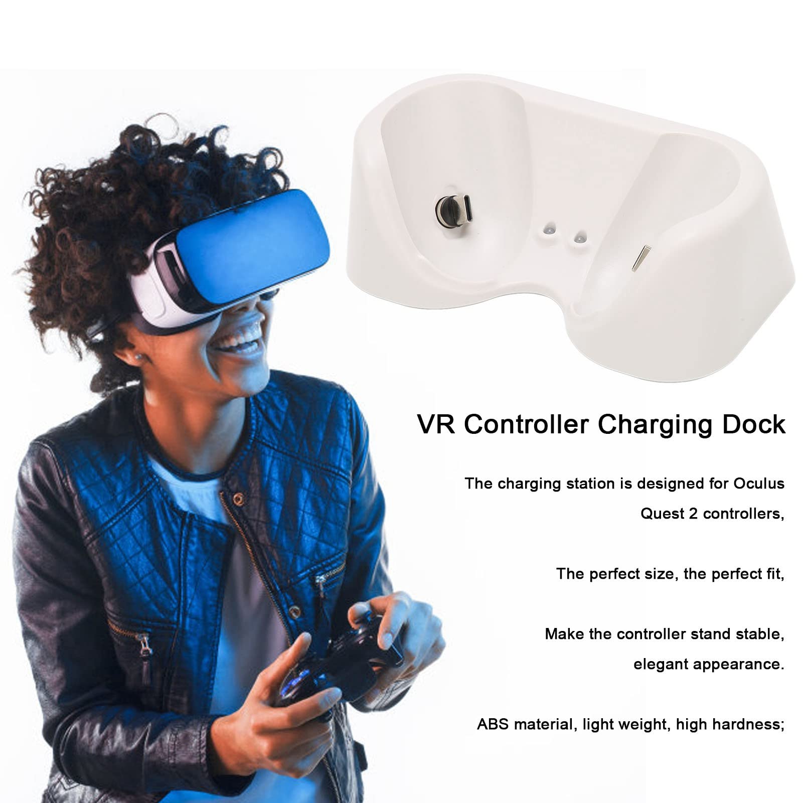 Stacja ładująca Vomeko Do Oculus Quest 2, Magnetyczna Stacja ładująca, Zestaw Stacji ładującej Do Kontrolerów VR, Kabel Magnetyczny 2 Akumulatory