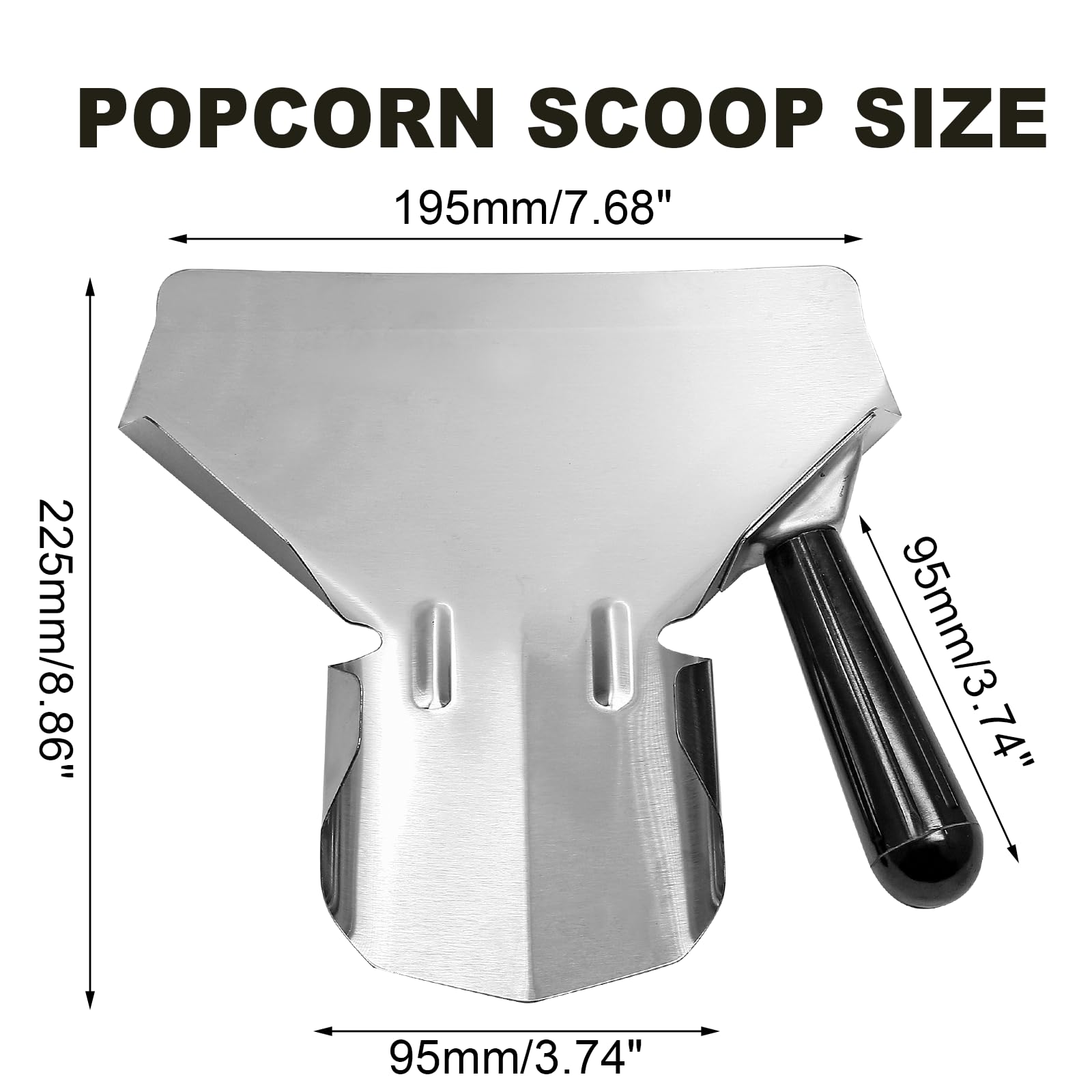 Biaungdo Edelstahl-Popcorn-Schaufel – Linker Griff, 22,7x19,5 Cm – Für Popcorn, Pommes, Snacks & Eis
