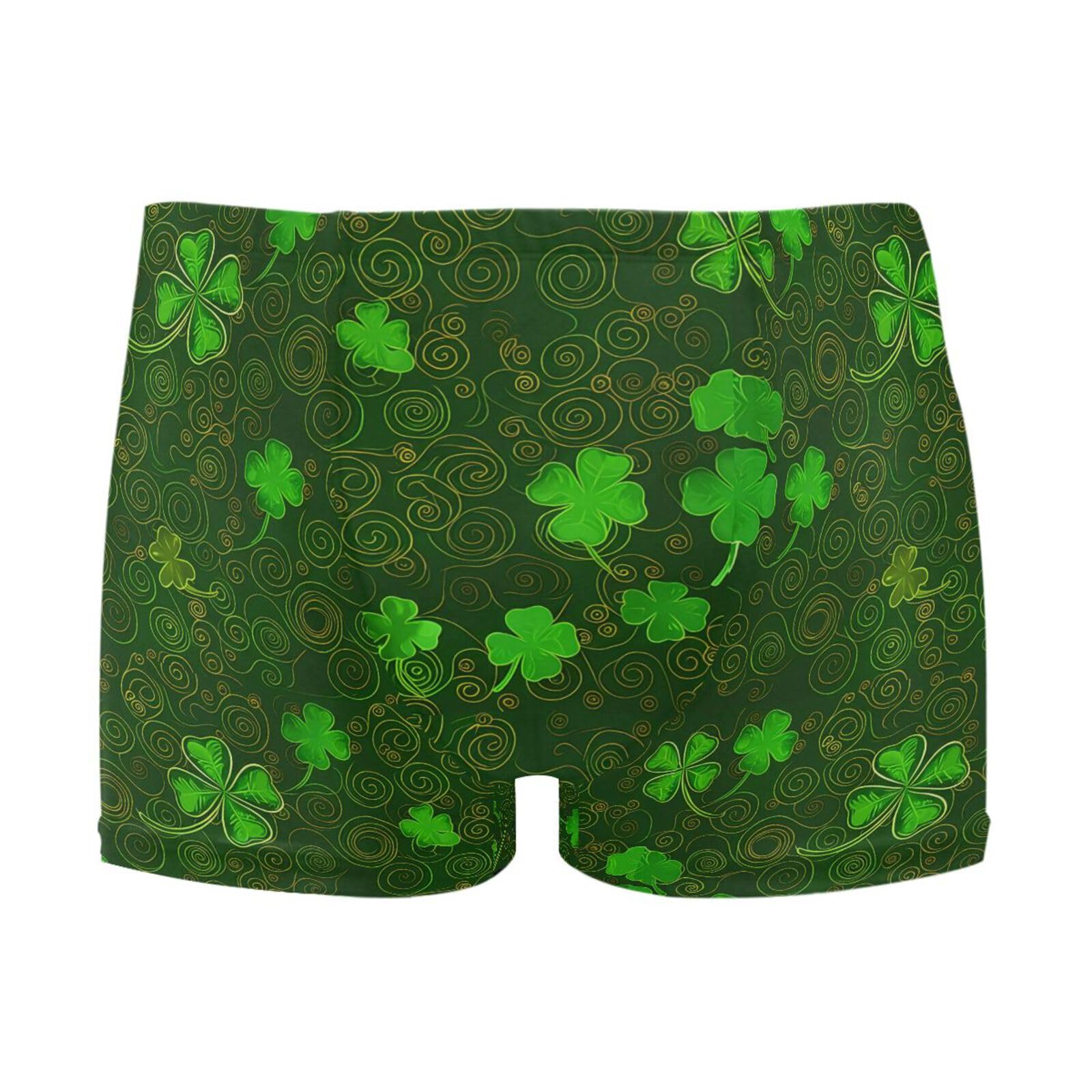 UMIRIKO Green Clovers Men's Swim Trunk Square Leg Swimsuit Swimwear Swim Briefs for Men 2XL 202c1391