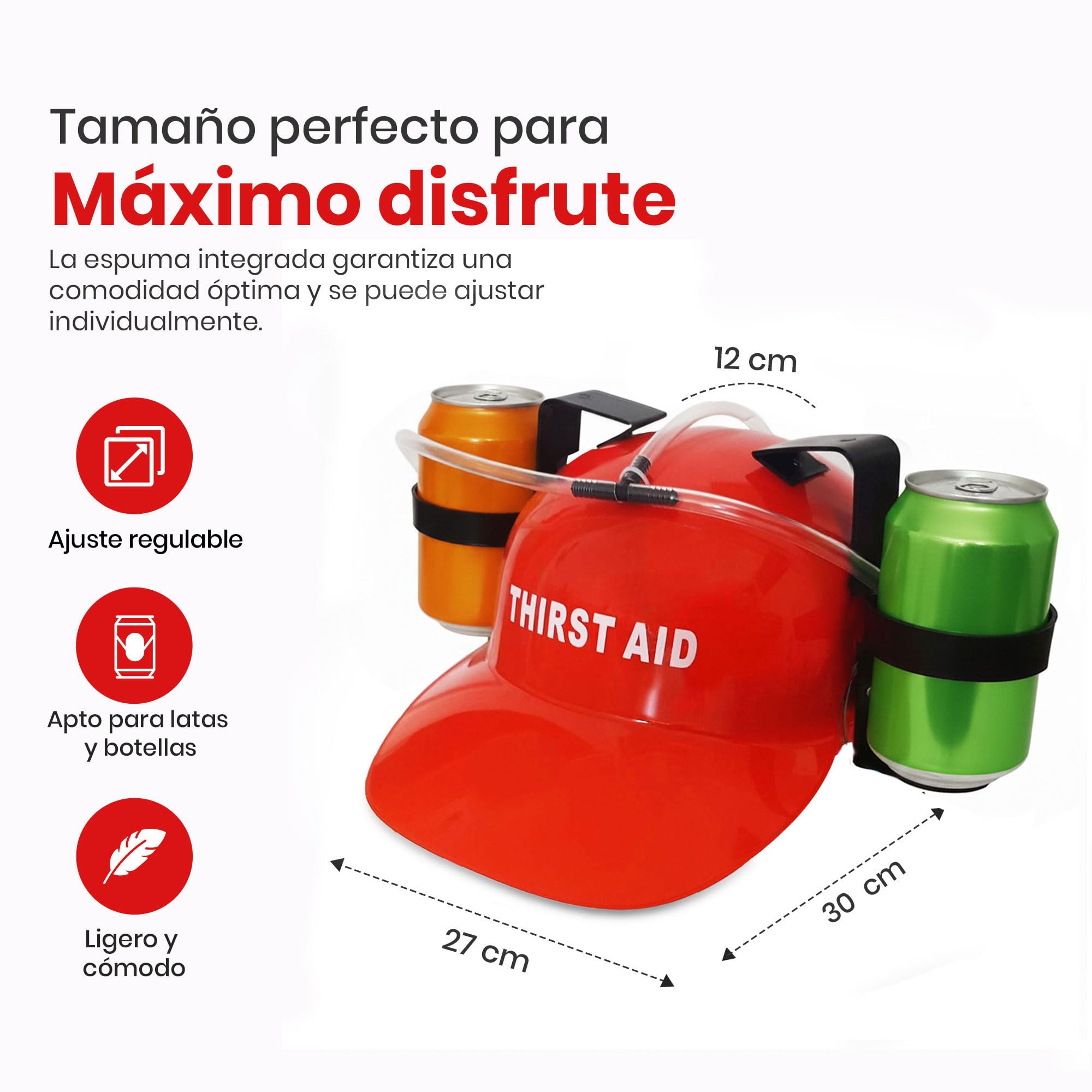 Casco Para Beber Con Soporte De Latas – Accesorio De Fiesta, Broma, Para Barbacoas Y Eventos, Talla única Ajustable