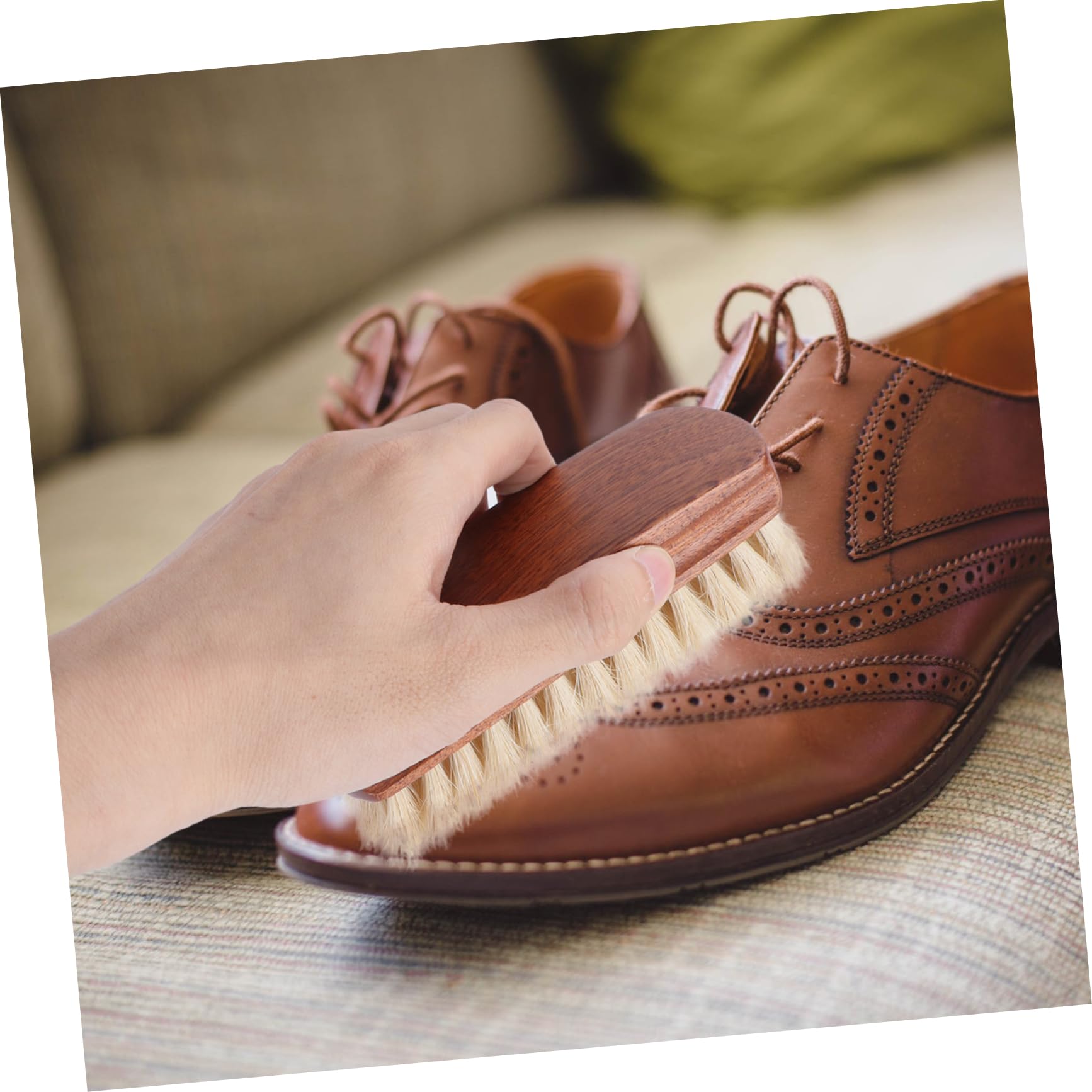 3 Piezas Cepillo De Zapatos Multifuncional Cabello De Caballo Abrigo Mango De Madera Lustrador De Zapatos Desempolvar Bambú