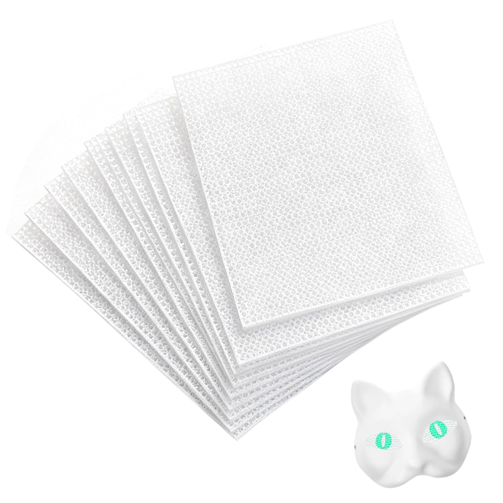 Feibety 10 Sheets White Eye Mesh for Therian Mask,11.8 x 7.87in Waterproof Printable Plastic Sheet,Breathable PVC Buckram Mesh Fabric for Fursuit Cosplay Props and DIY Handicrafts Making