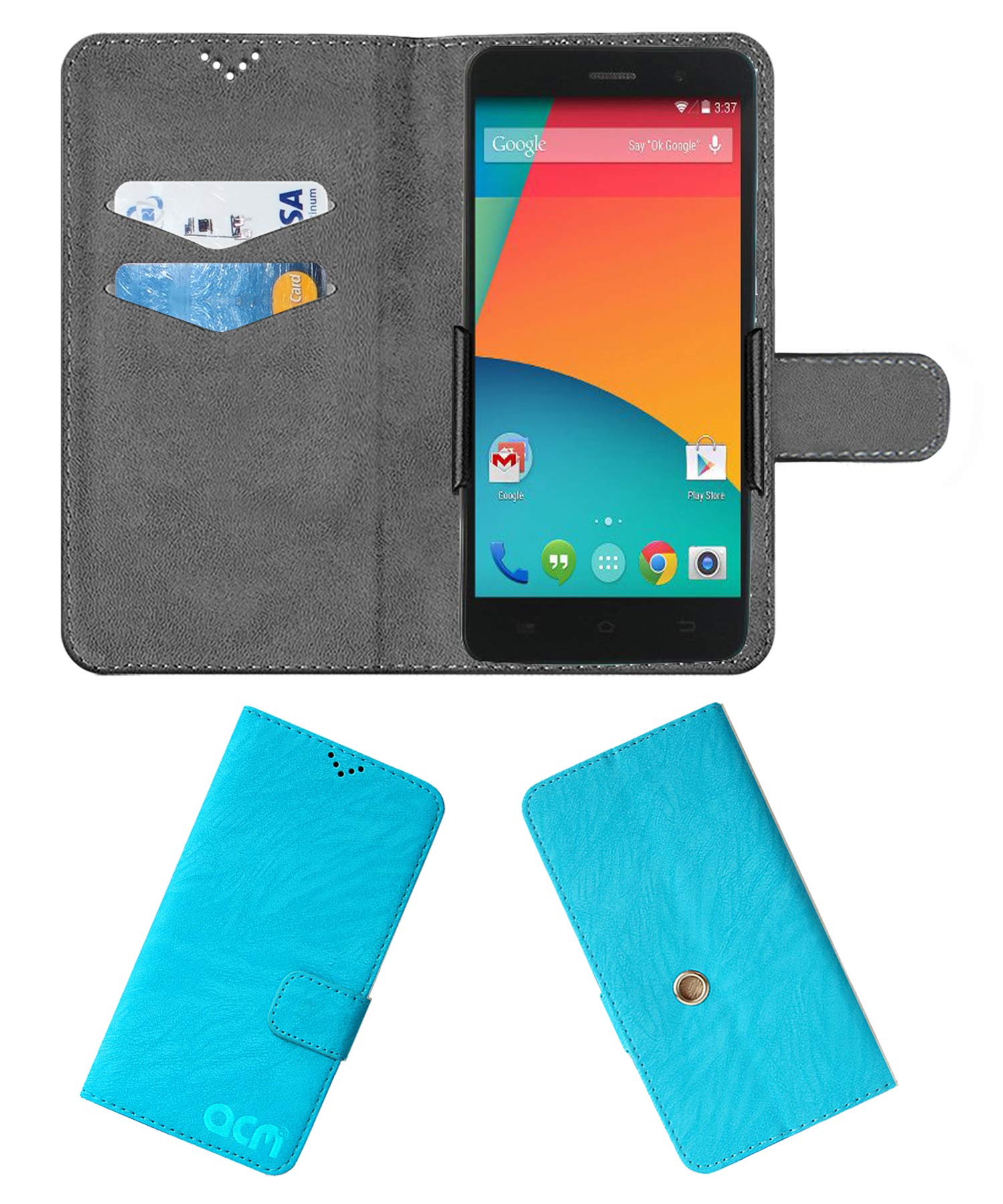 ACM Rotating Clip Flip Case Compatible with Matrixx Sonic M1 Mobile Cover Stand Sky Blue