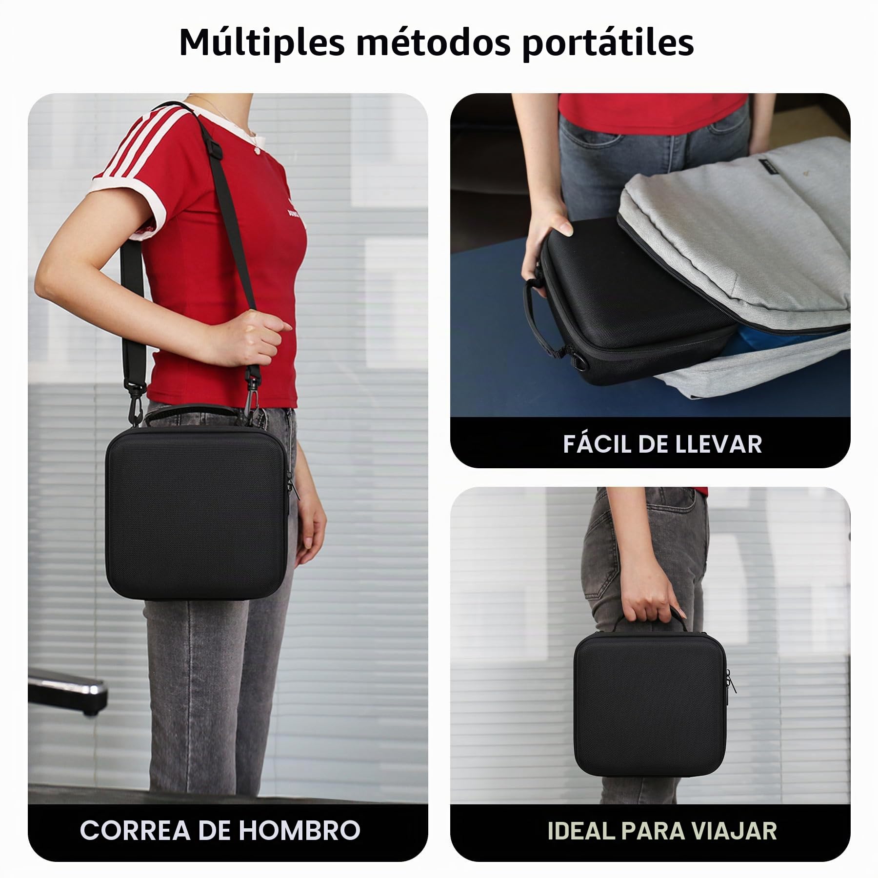 Funda de Viaje Dura para cámara DSLR Canon EOS Rebel T7 / EOS R50 / R6 Mark II / R100 / R50V / R8 / R7 / R10 sin Espejo, Lente, trípode con 3 Piezas de divisores y Correa de Hombro, Negro