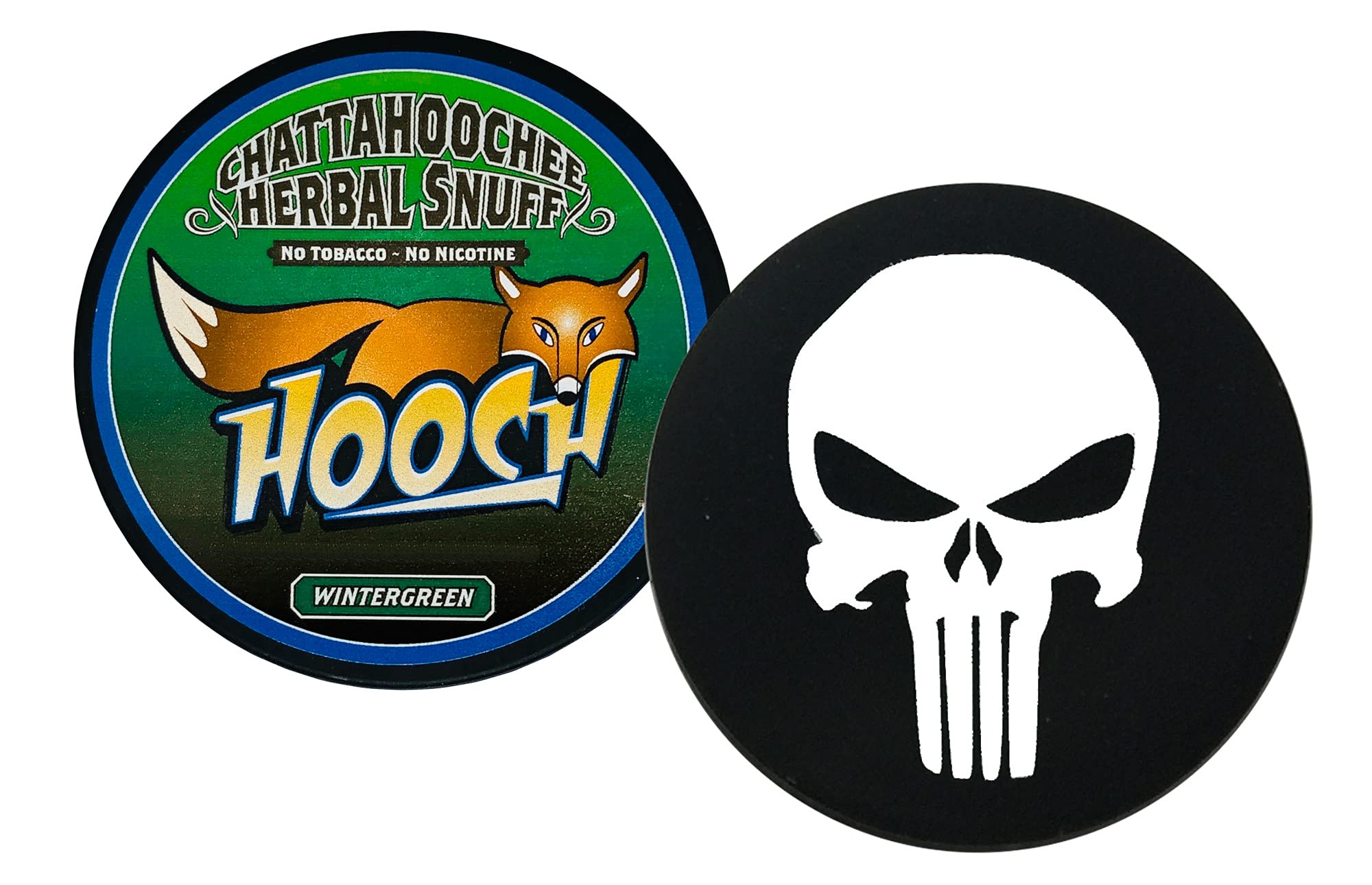 Hooch Herbal SnuffWintergreen Pouch Packs - 1 Can - Includes DC Crafts Nation Skin Can Cover - Skull