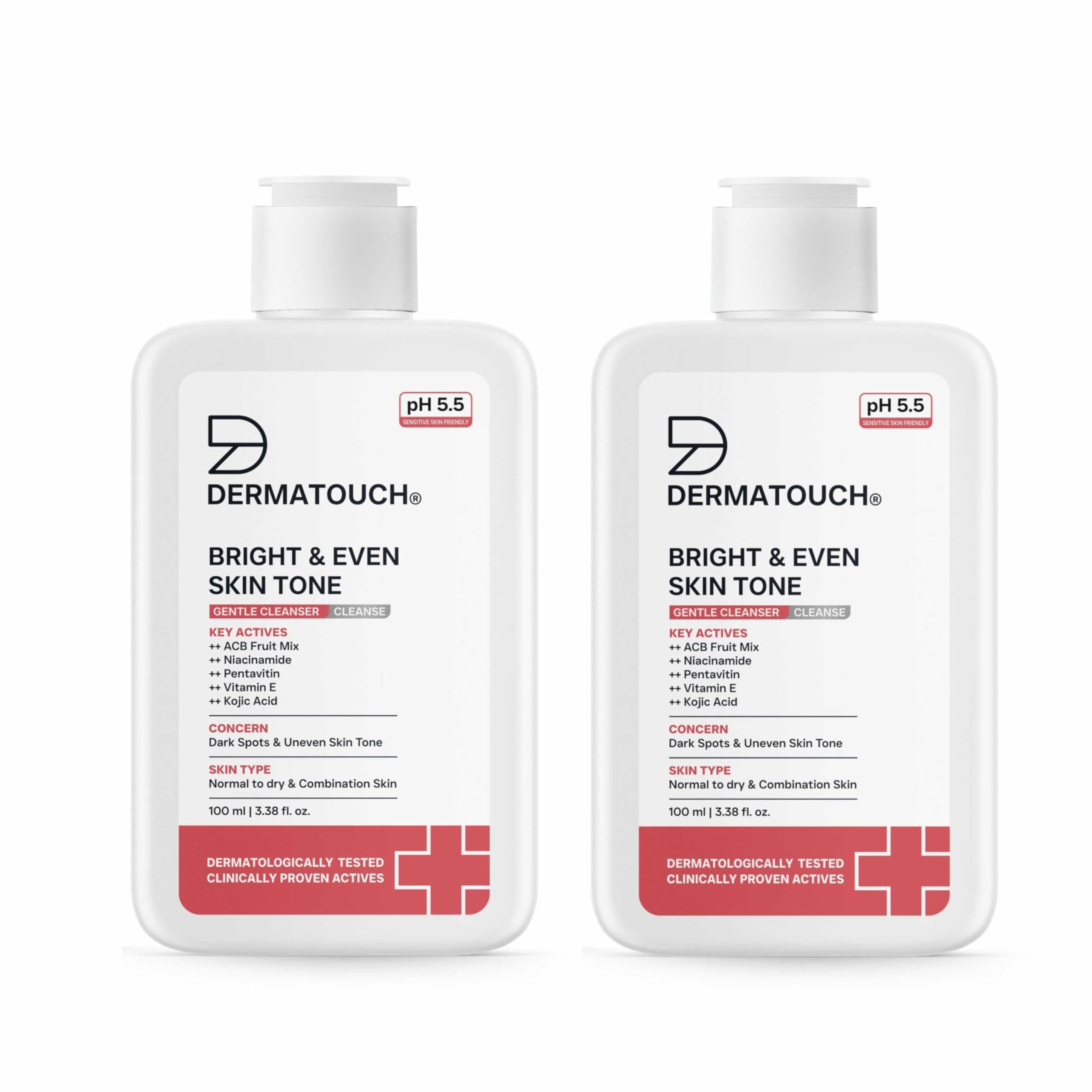 Bright & Even Skin Tone Gentle Cleanser | Helps Reduce Dark Spots & Uneven Tone | pH 5.5 Daily Face Wash | 100ml (Pack of 2)