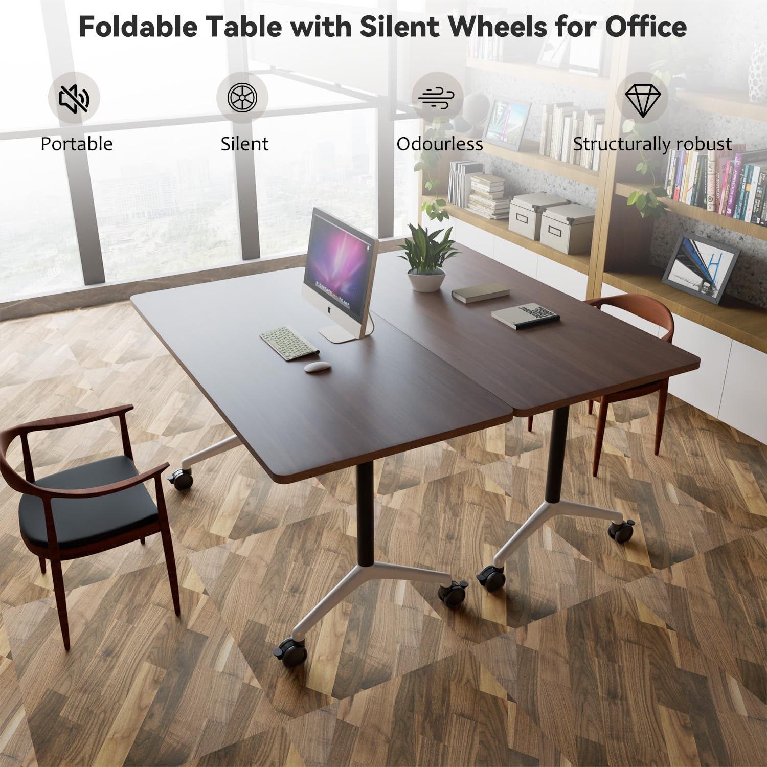 Folding Conference Room Tables Seminar Conference Table Modern Flip Top Training Meeting Tables Conference Room Table with Wheels — view 8