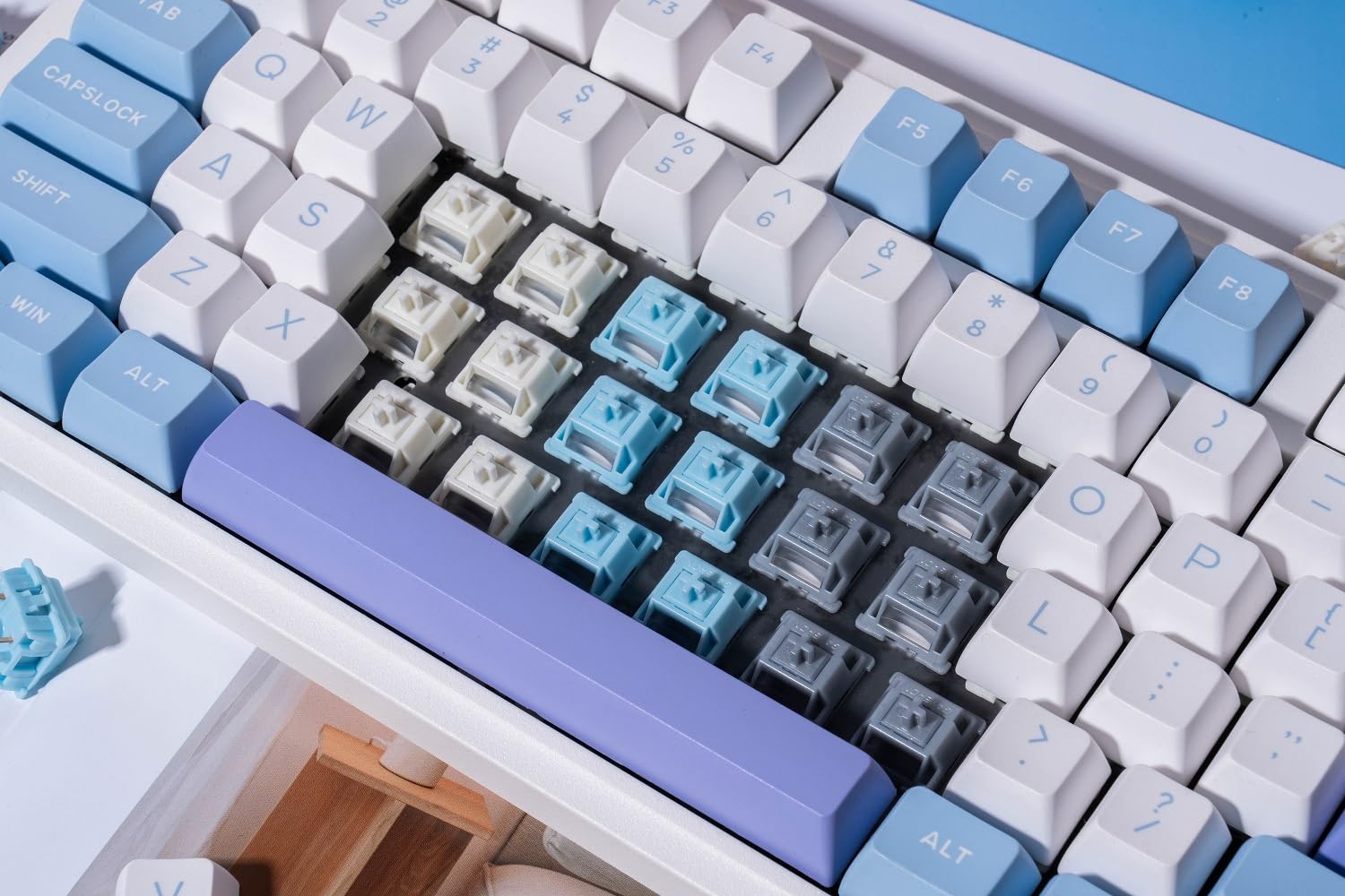 GATERON Smoothie Keyboard Switches, Linear RGB LED 5 Pin White 22mm Dual-Stage Spring Factory Pre-lubed 40gf Full POM Key Switches for MX Mechanical Keyboard(105PCS)