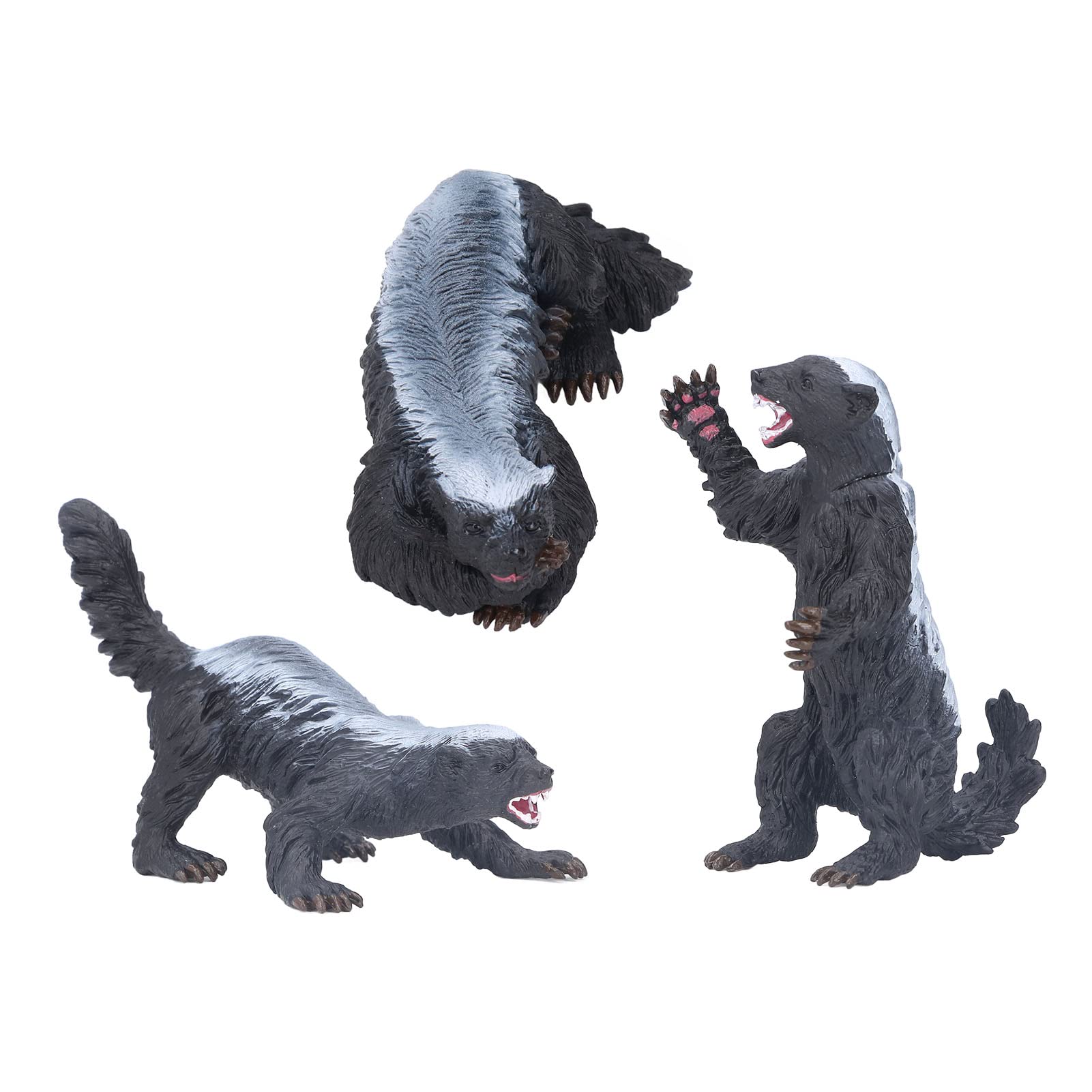 Lot de 3 figurines d'animaux Ratel, en plastique, de 4 à 6 ans, haute simulation, texture fine, sans danger avec des sources éducatives, des collections et des accessoires, Default