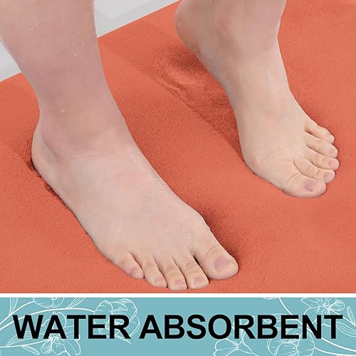 Miniatura 5 de Smiry Tapete de baño de espuma viscoelástica de 24 x 16 pulgadas, extra suave y absorbente, antideslizante, lavable para suelo, ducha y bañera,