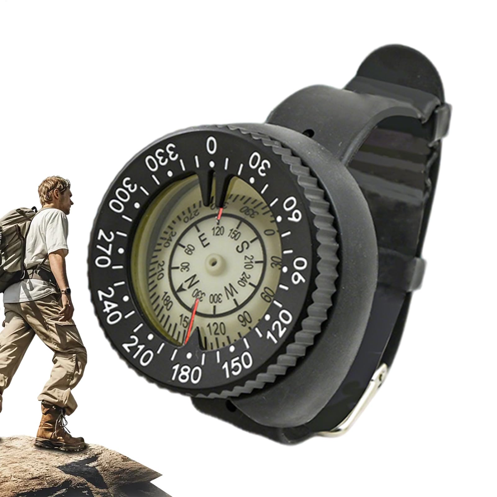 Dive Compass, narzędzie nawigacyjne podwodne, przenośny, precyzyjny kompas świetlny, funkcja pomiaru głębokości, nawigacja zewnętrzna do nurkowania, kajakarstwa i survivalu