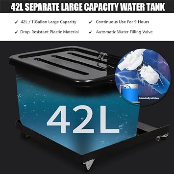 Industrial Standing Misting Fan, 3 Speeds Pedestal Cooling Fan with 11Gal Water Tank, 90 Oscillating High Velocity Electric Fan for Outdoor Patio Garage(29 inches)