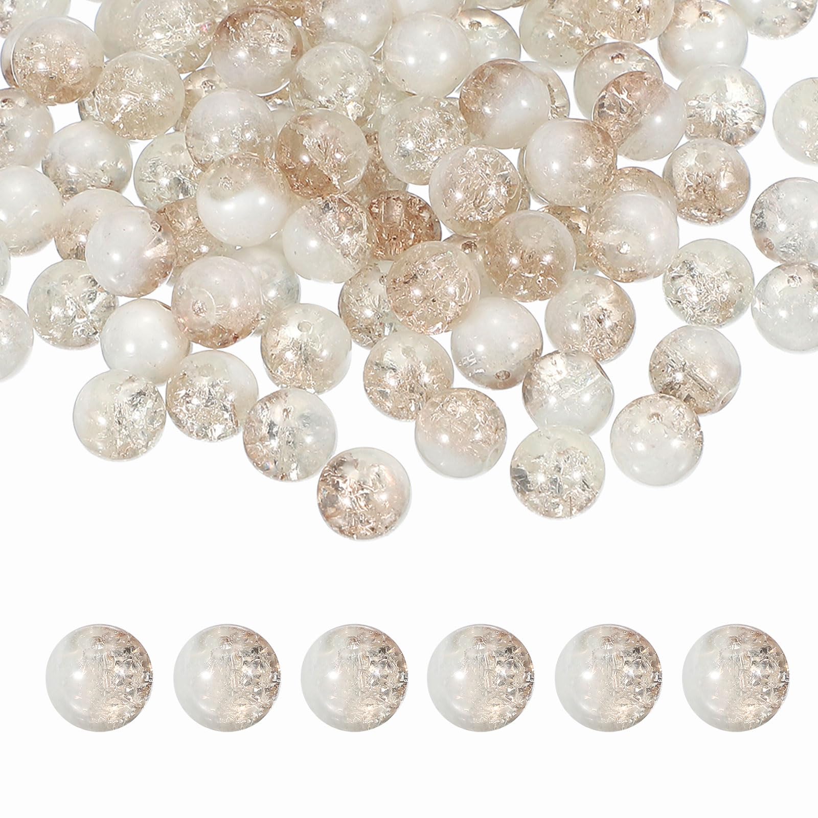 Perles en verre cristal craquelé de 10 mm au fini géométrique pour bijoux fins