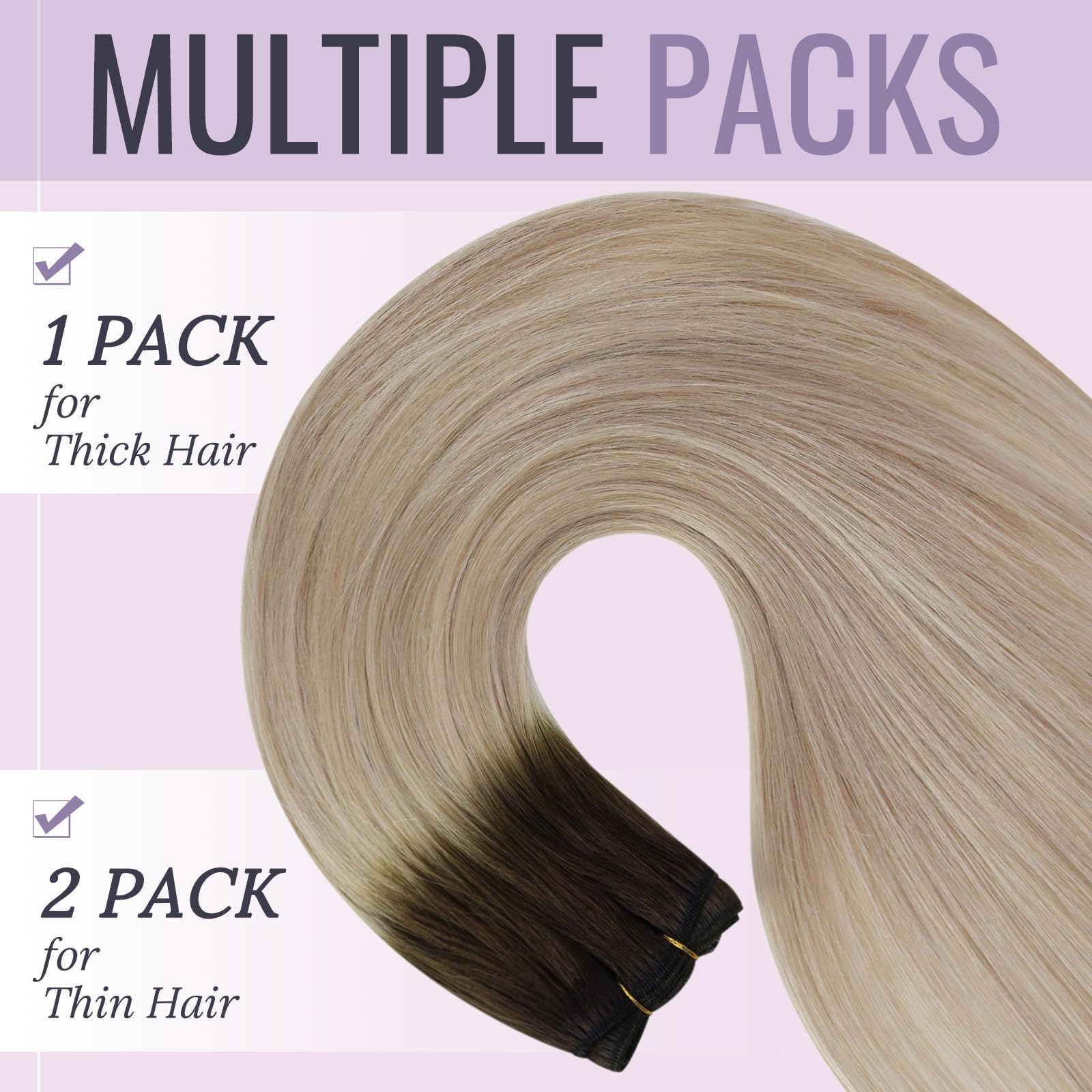 Fshine Extension Tessitura Capelli Veri Castano Scuro Misto A Biondo Cenere Biondo Platino Weft Real Hair Extensions 35cm 100g Extension Matassa Capelli Veri #2/18/60