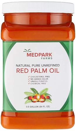 Medpark Farms Africa Red Palm Oil 0.5 Gallon/2 Liters/64 Fl Oz 100% Pure/Natural/Unrefined PET-BPA FREE Container