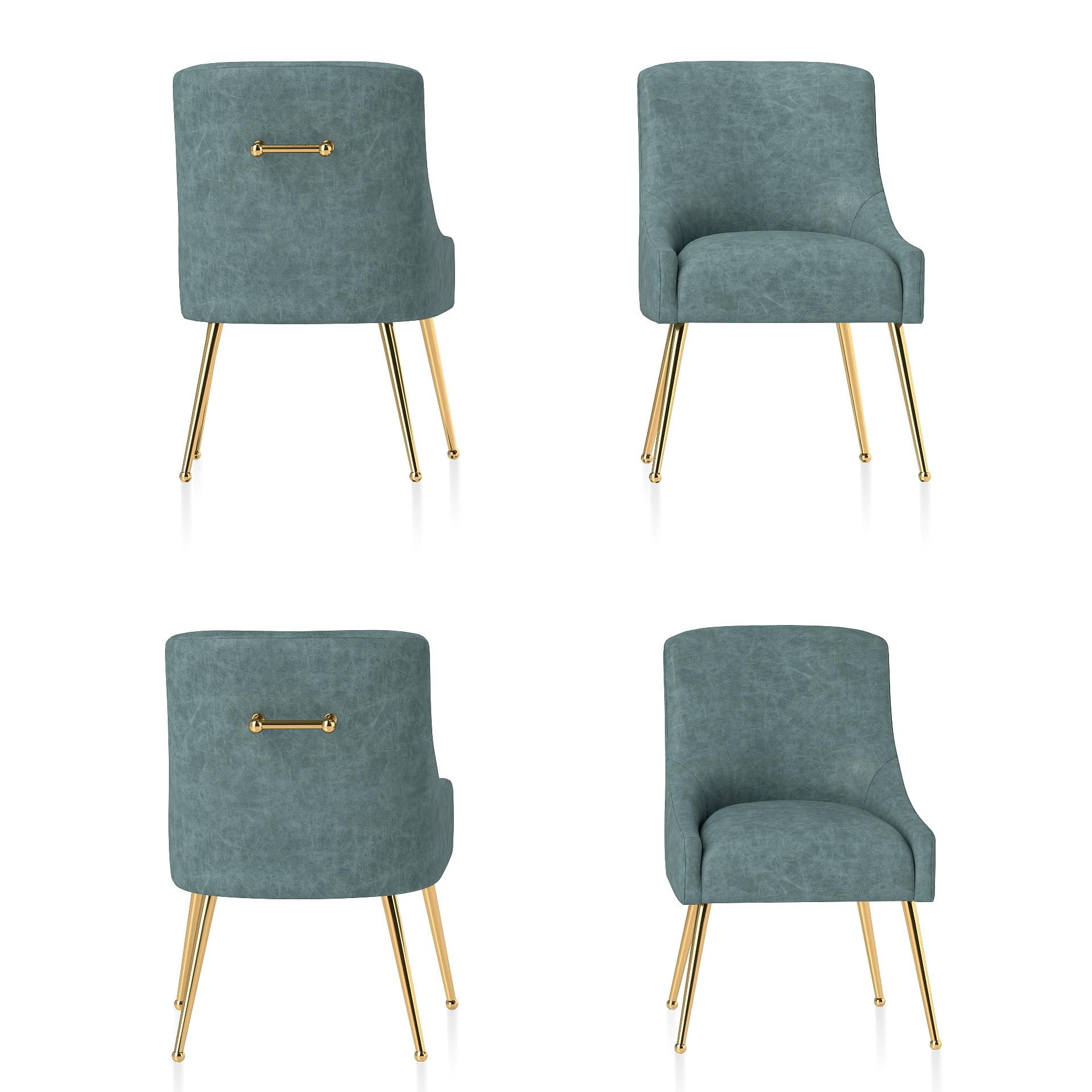 SEYNAR Dining Room Chair Faux Leather Vanity Chairs Set of 4 Mid-Century with Metal Legs Upholstered PU Leather Luxury Accent Chairs Living Room