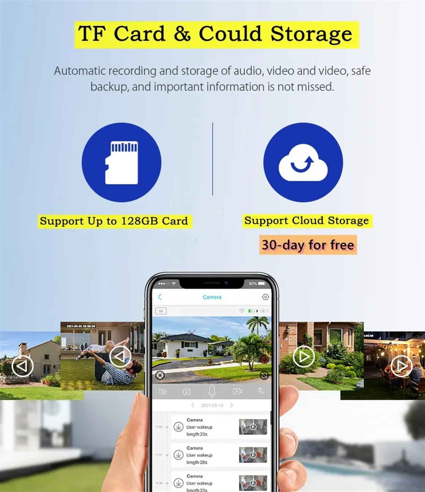 Caméra de sécurité, 4G Carte SIM caméra Solaire Batterie intégrée IP extérieure 4MP sans Fil sécurité PTZ PIR de Surveillance Mouvement(WiFi Camera Only)
