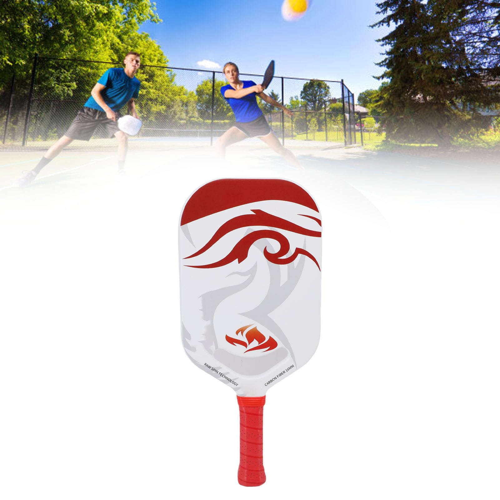 Alomejor Restenza Pickleball Leggera a Paddle in Fibra di Carbonio da 16 Mm con Modello di Drago per Principianti Professionisti