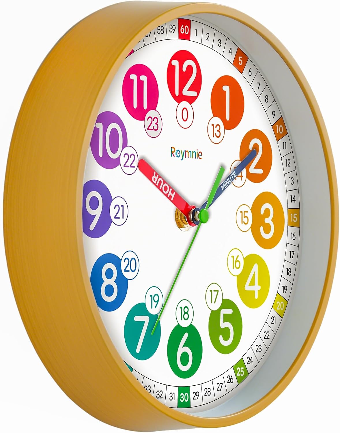 Roymnie Wall Clock Kids Battery Operated Silent Non-Ticking Classroom 8" image 5