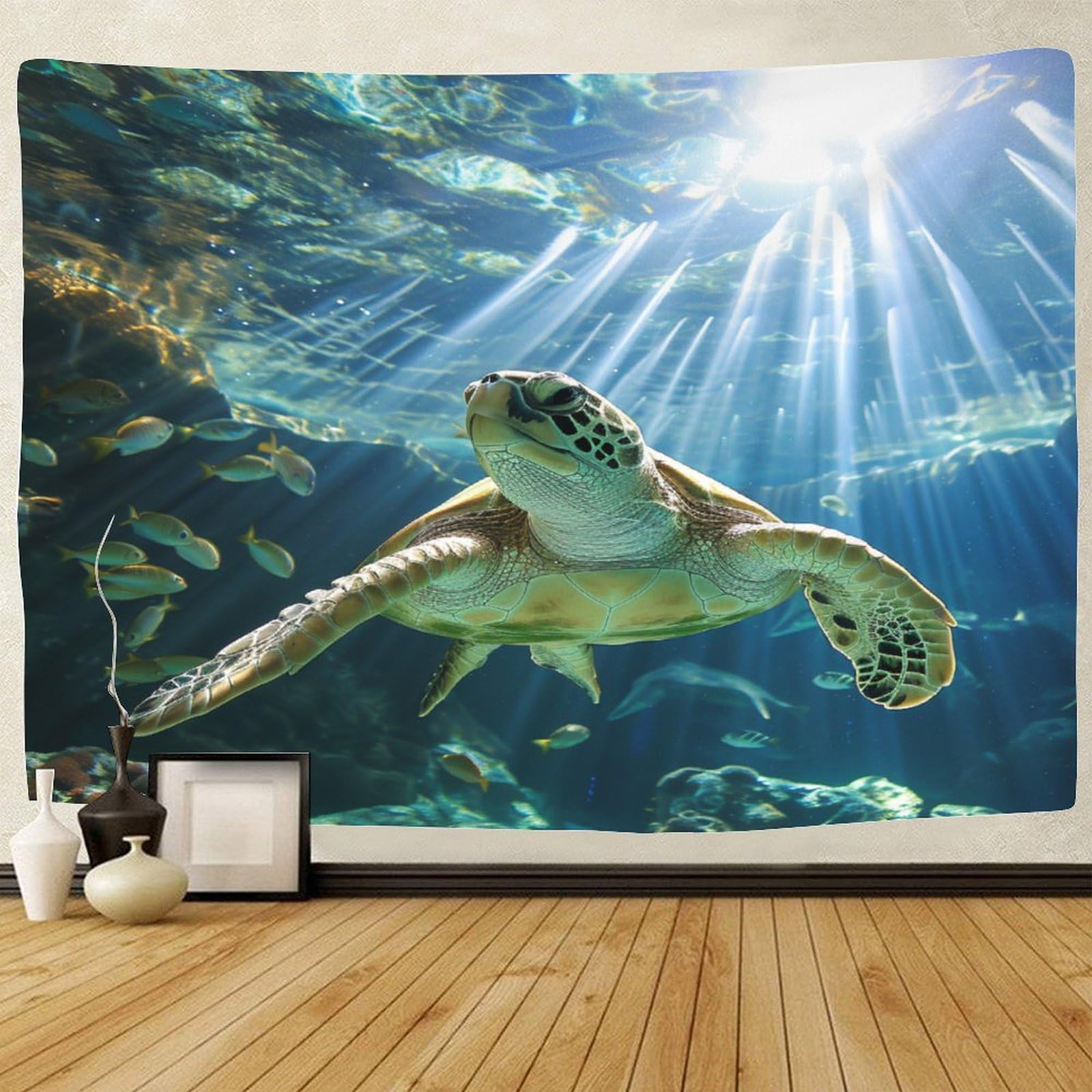 TIICZAAKL Sea Turtles Tapestry 3D Printing Marine Life Tapestries Wall Hanging Poster Blanket Home Decor for Decorations Bedroom Party Beach Living Room Dorm 70cmx100cm