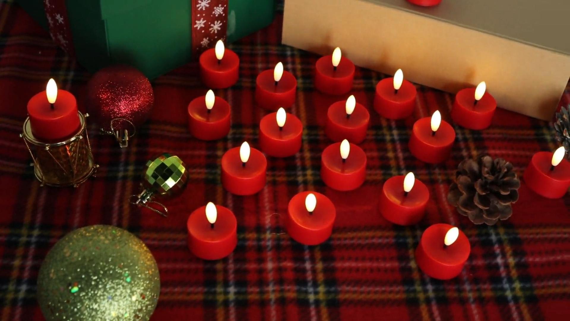 Image of 24 Pack Red Flameless Tealight Candles Battery Operated Tea Lights, Realistic Flickering Fake LED Tealights Candles, 3D Wick LED Tea Lights for Christmas, Festival, Party, Home Decor