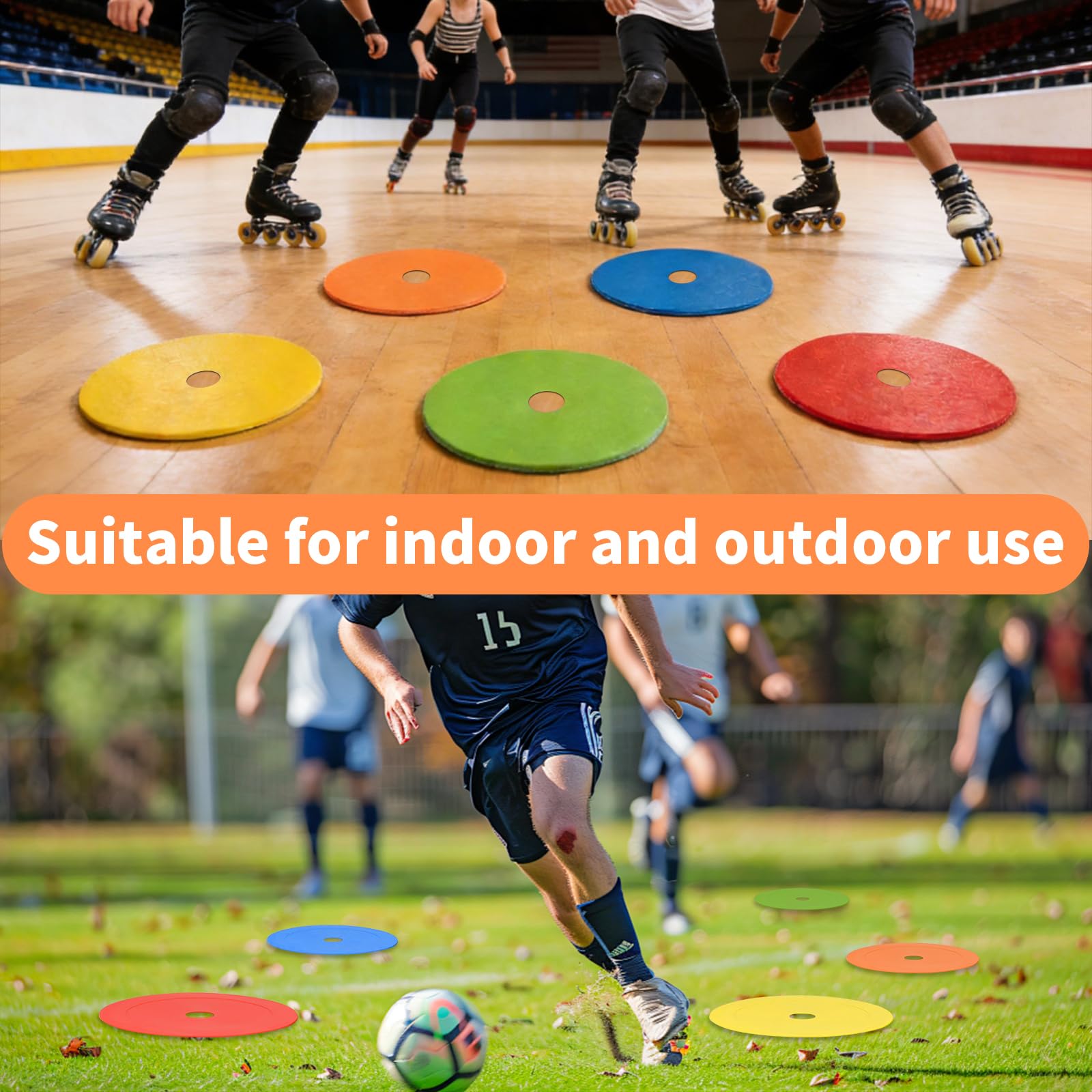 Disques De Marquage: 25 Pièces Marqueurs Sol Football Antidérapants pour Entraînement D’Agilité Et De Vitesse, Diamètre 15 cm, PE Flexible, Séances De Football pour Clubs Et Entraîneurs